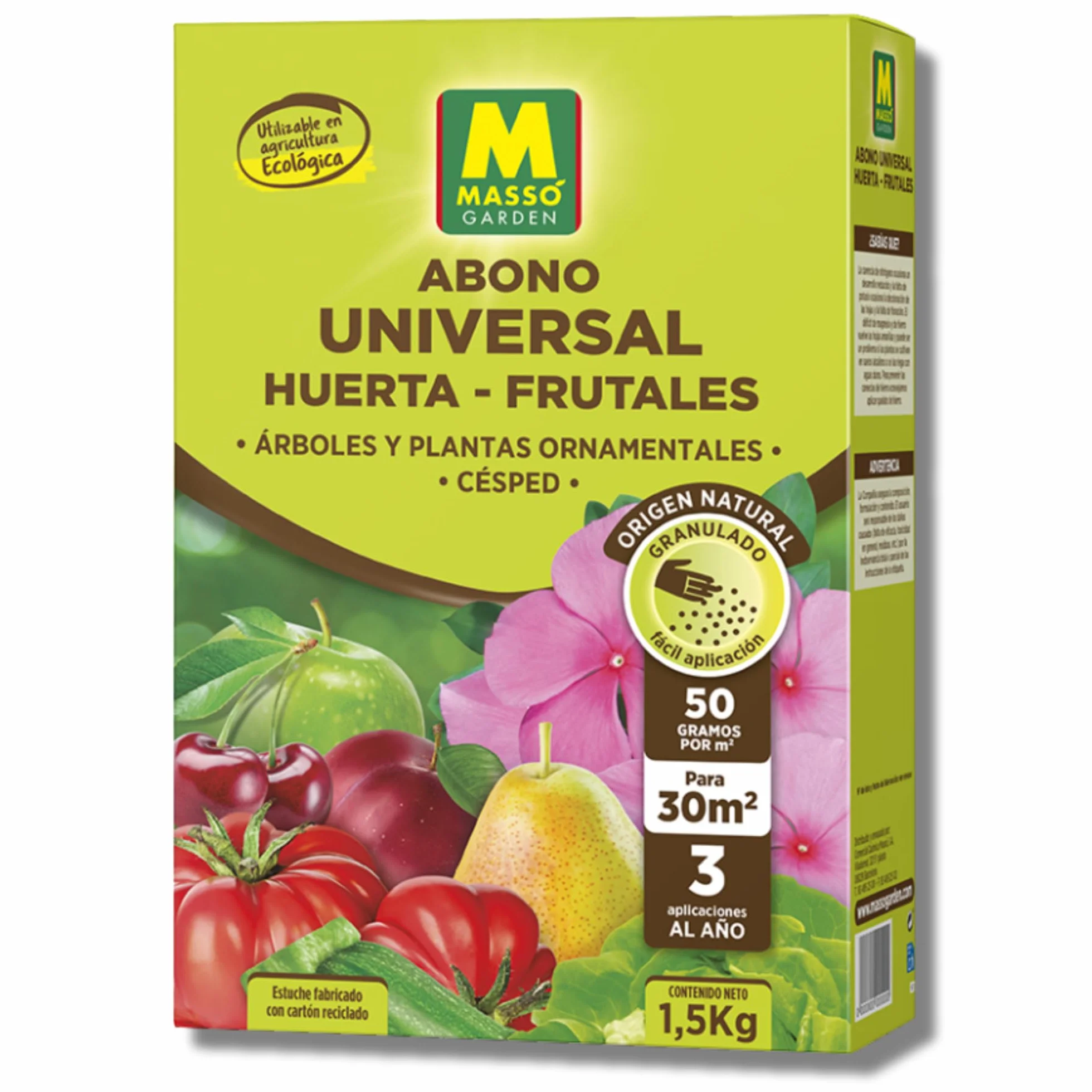 Abono Universal Huerta, Frutales, Césped y Ornamentales de 1,5 Kg | NPK 4-6-12 | Fertilizante Ecológico Completo y Equilibrado | Efecto Prolongado | Aplicación Fácil a Mano | Nexum Market