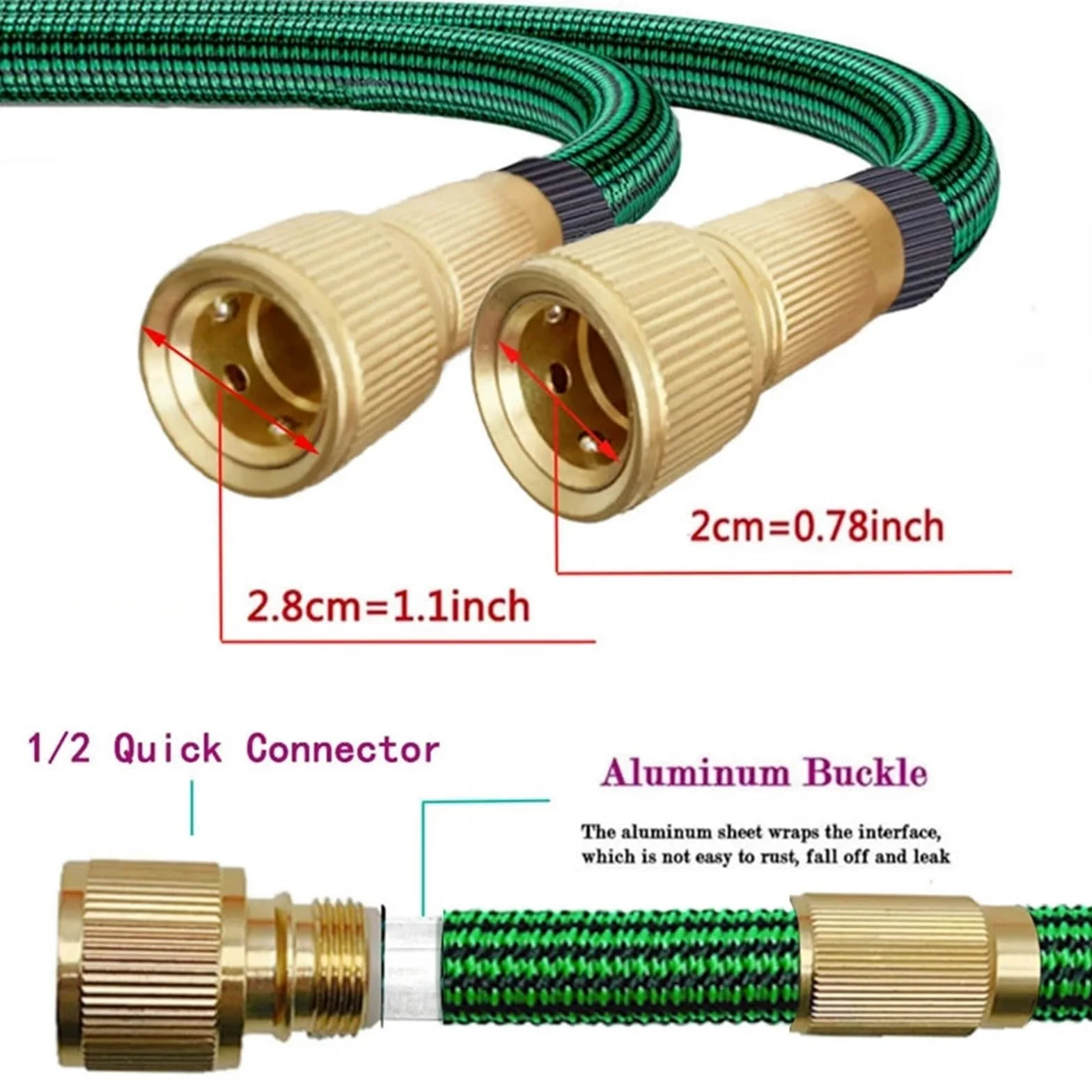 Manguera de riego Extensible for jardín, Manguera de Limpieza Flexible, Lavadora de Coches de Alta presión, tubería de plástico for riego(A pcs hose-10,1/2''_75FT)