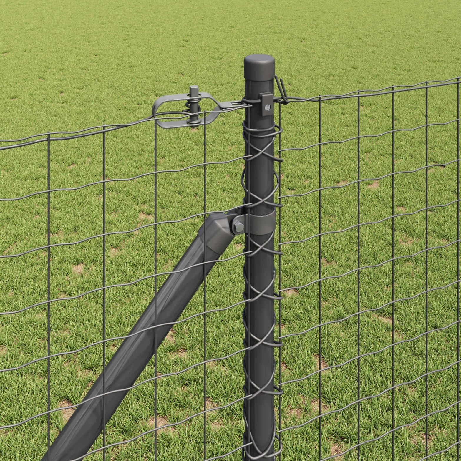 Juego de postes para valla con manguito de impacto (52 unidades, 160 cm, acero), color gris | Estable juego de postes de acero con recubrimiento en polvo para un fácil montaje en vallas en el jardín y en la terraza.