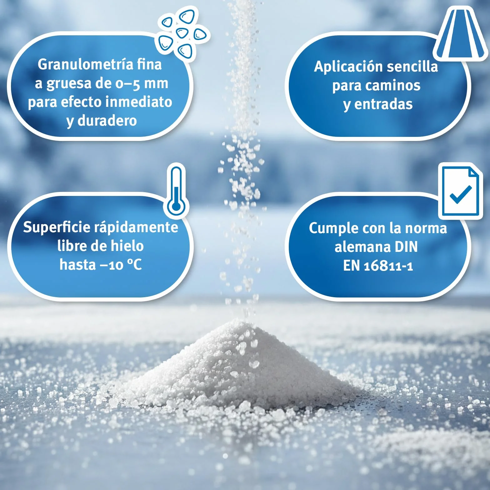 Sal de deshielo de alta calidad, 5 kg, calidad alemana, para eliminar el hielo y la nieve de forma fiable