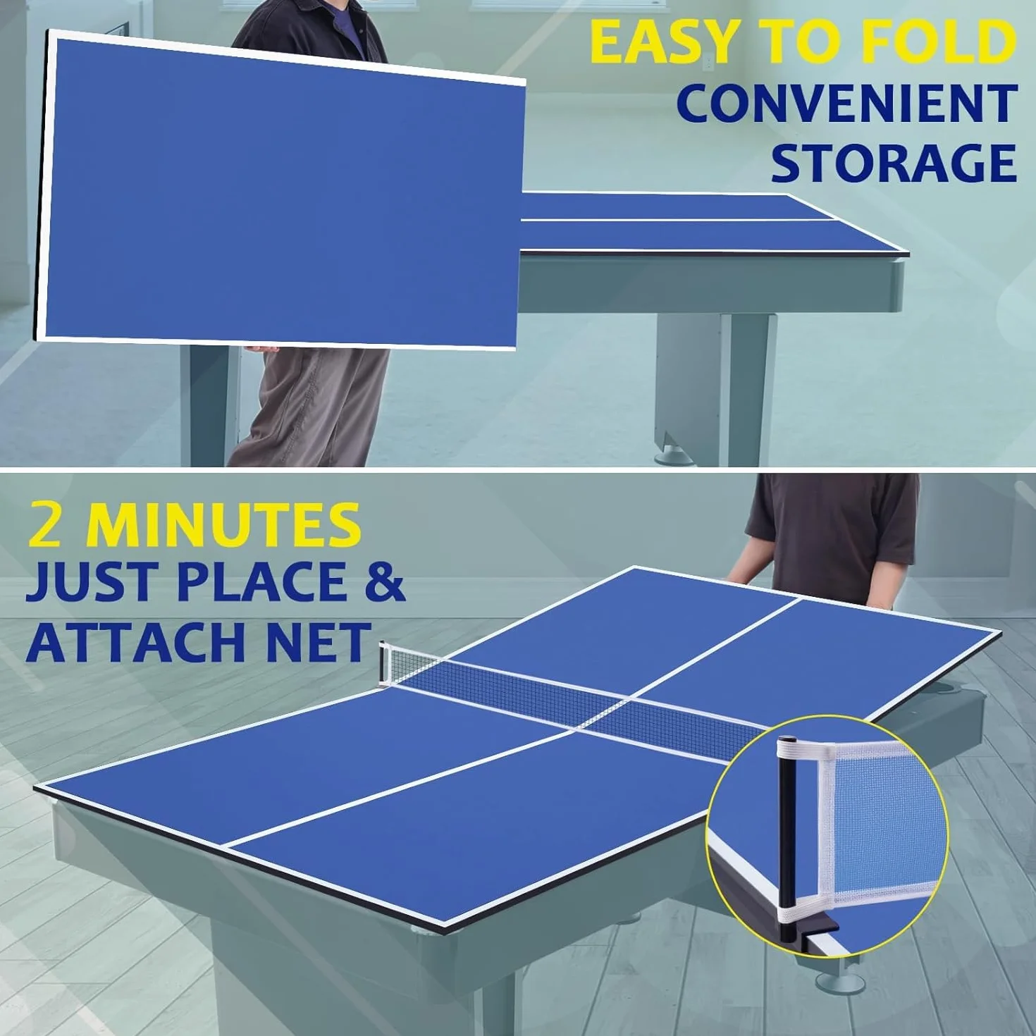 Mesa de Ping Pong Plegable 7FT Tablero Tenis de Mesa 210 x 120 cm