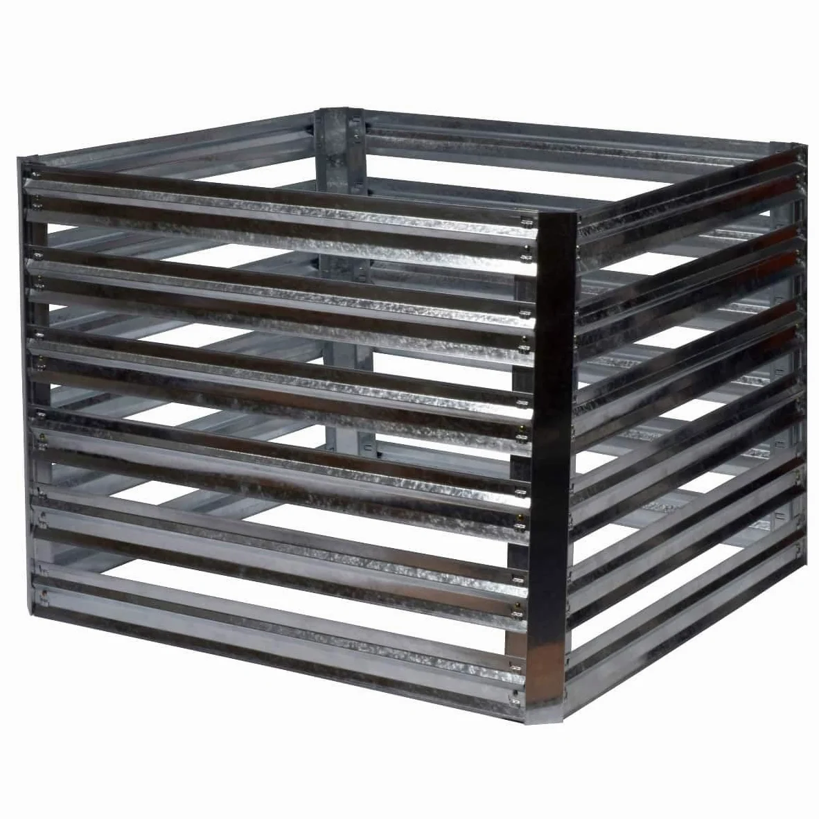 dobar® 58602e Muck - Compostador de Metal para compostador de Metal galvanizado, 550 L, Kit de construcción, 93 x 93 x 70 cm, Color Plateado