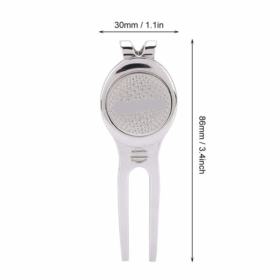 Vbest Life Herramienta Divot de Golf de aleación de Zinc con Marcador de Pelota magnético Accesorio de Golf D102 Silver