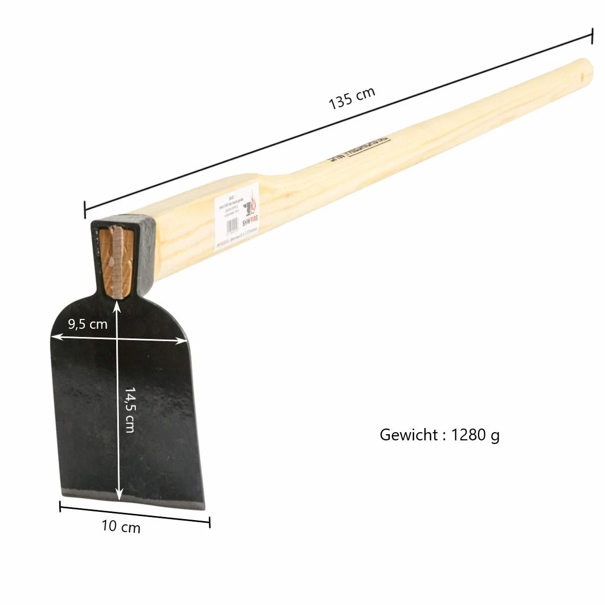 Azada de jardín profesional de acero especial y muy resistente, mango de 135 cm, para suelos blandos y duros de SHW-FIRE