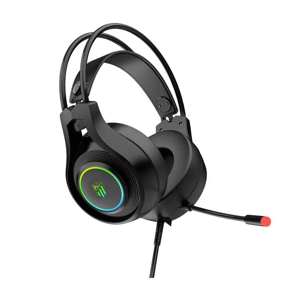 Auriculares Gaming Oficial Atlético de Madrid Retroiluminación Micrófono Negro