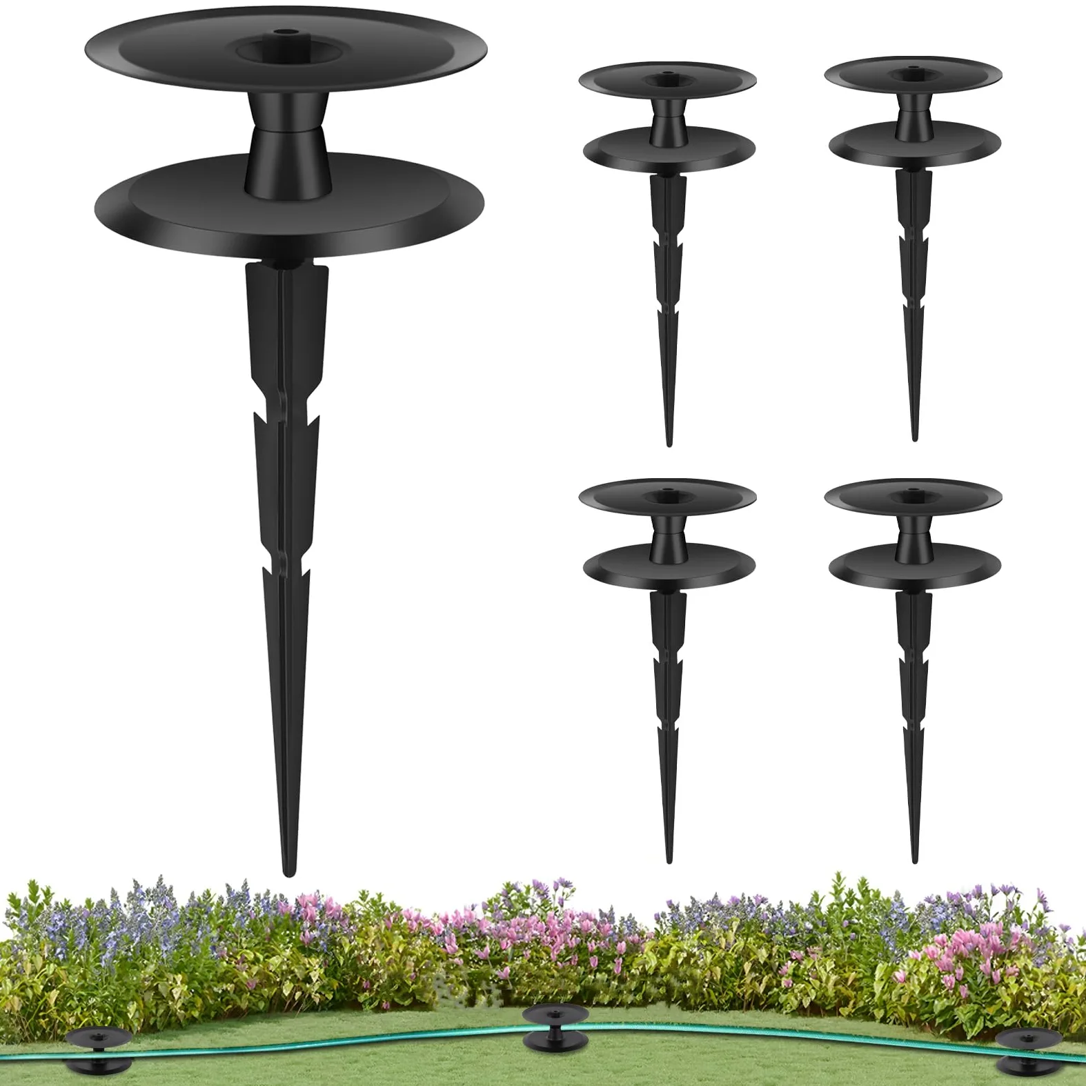 4 puntas de guía de manguera de jardín, guías de manguera de metal para jardín, resistentes, guías de manguera de jardín de hierro fundido para exteriores, estacas de guía de manguera con