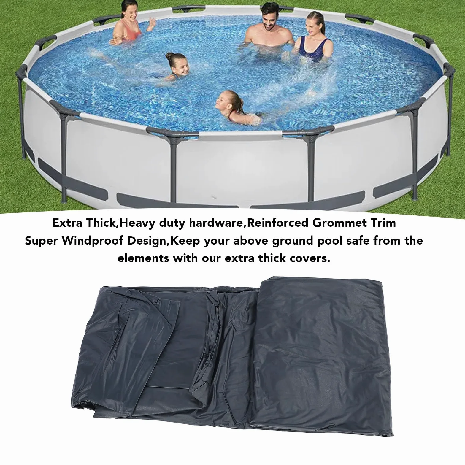 Generic Cobertor de Piscina de Invierno Cobertor de Piscina Redondo Extra Grueso con Protección UV para Piscinas Elevadas 1 Unidad (B)