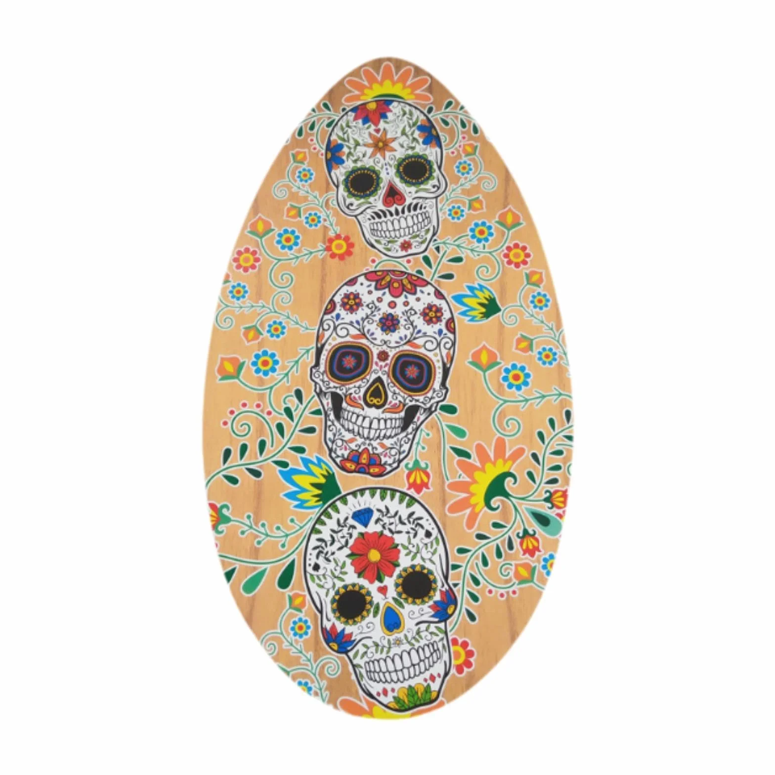 Skeleton Impreso Skimboard Madera 30 Pulgadas Plano Surf Ligero para Niños Adultos