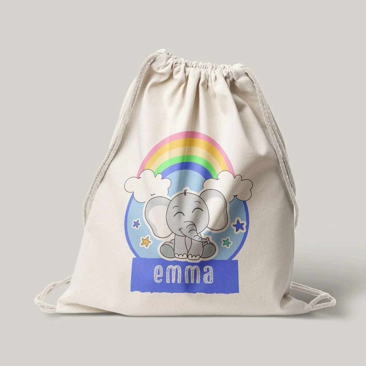 Mochila Personalizada Algodón Diseño Infantil Bolso Saco con Cuerdas Hecho en España
