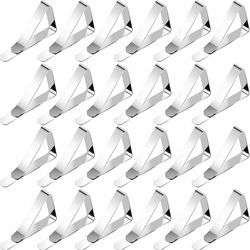 Sujeta Manteles de Mesa,24 Pack Pinzas para Mantel de Acero Inoxidable,Clips elásticas de Mantel Pinza para Cubierta Ideal para el hogar, Fiestas, Picnics, Restaurante, Bodas, Buffets, Cenas