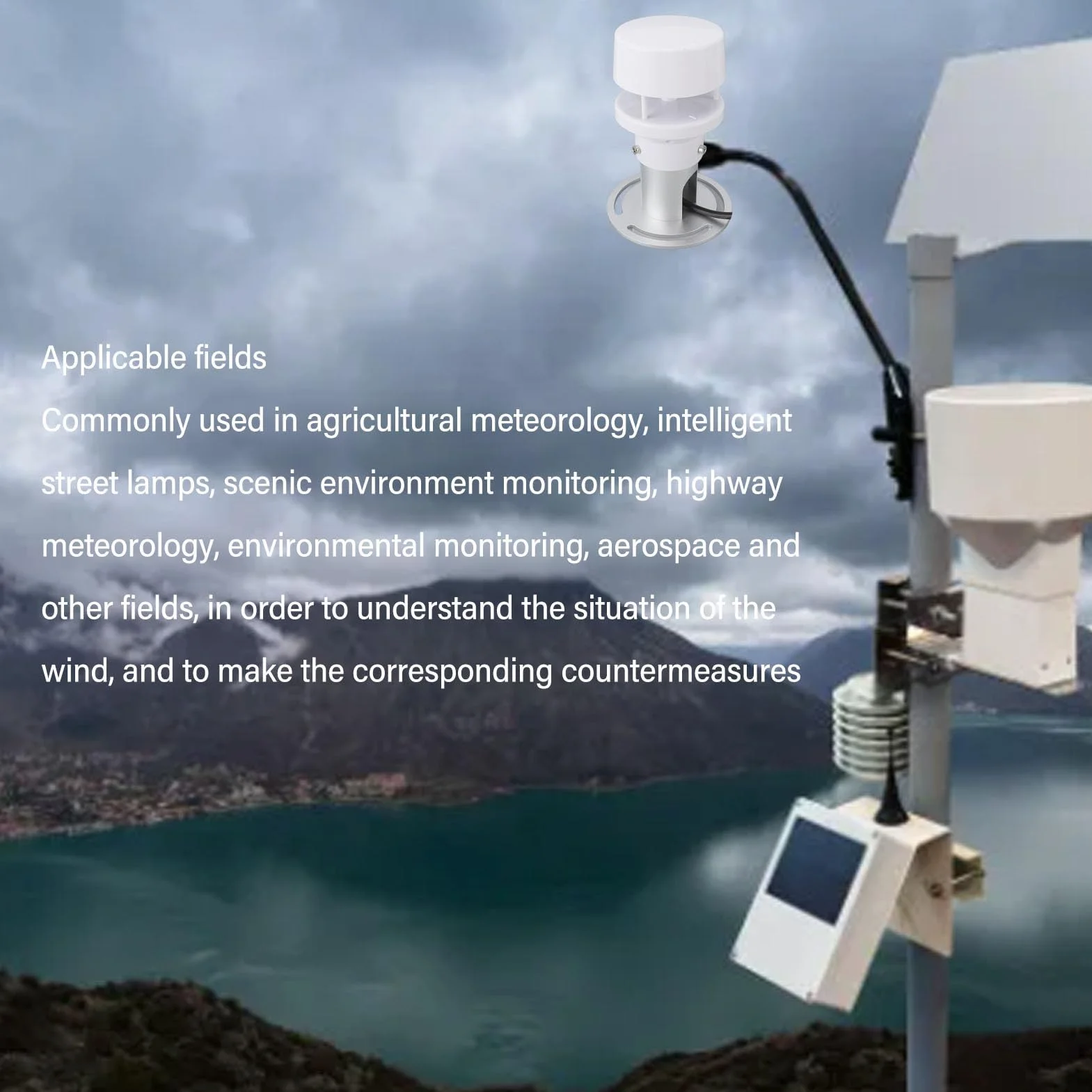 Acouto Sensor de Entorno Meteorológico, 5 en 1 RS485 para Monitoreo de Presión de Humedad, Temperatura y Velocidad del Viento para Agricultura e Industria