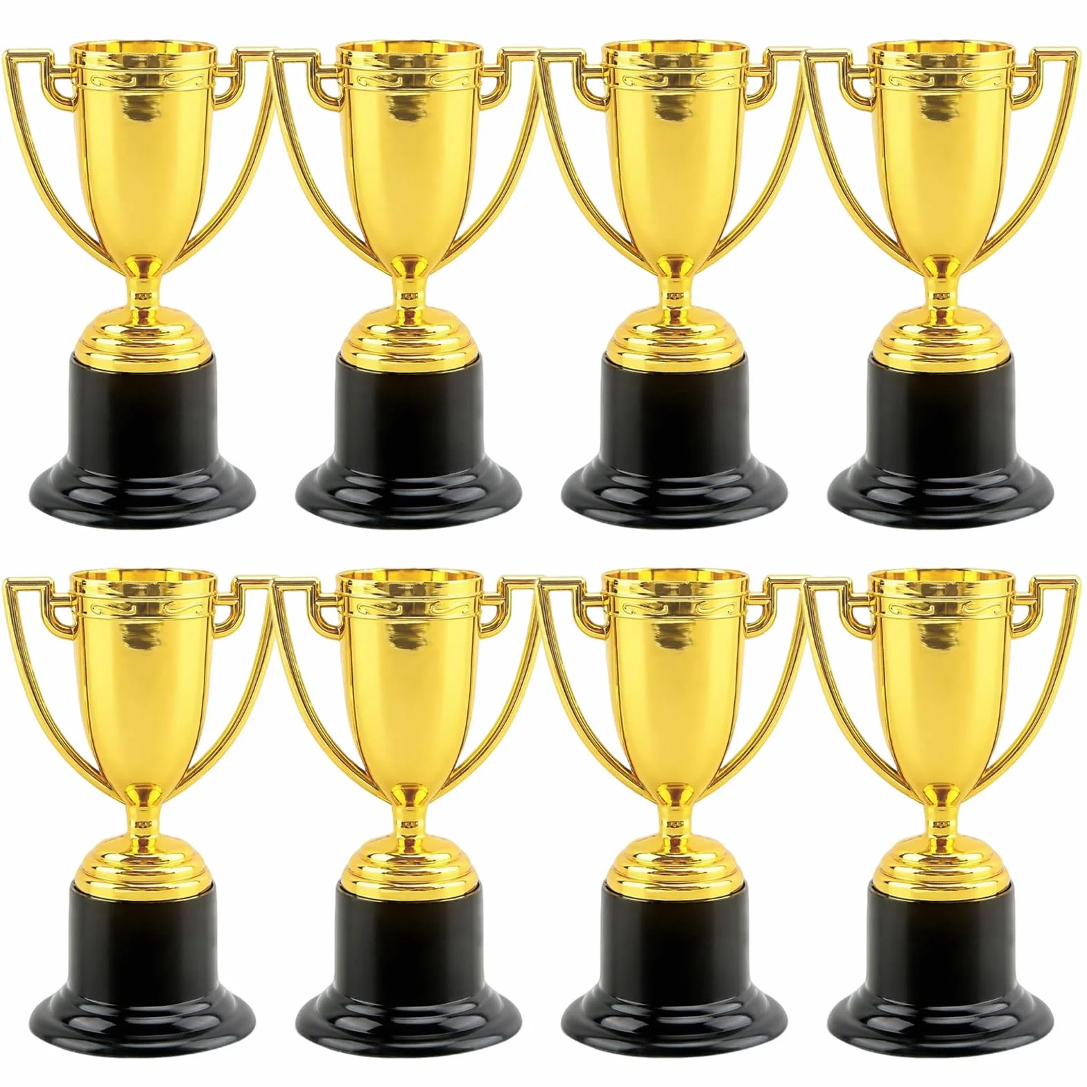 Mini Trofeo Dorado Premios de Plástico 9,5 x 6 cm Copa de Oro con Asa Clásico Mini Trofeos para Regalos Souvenirs