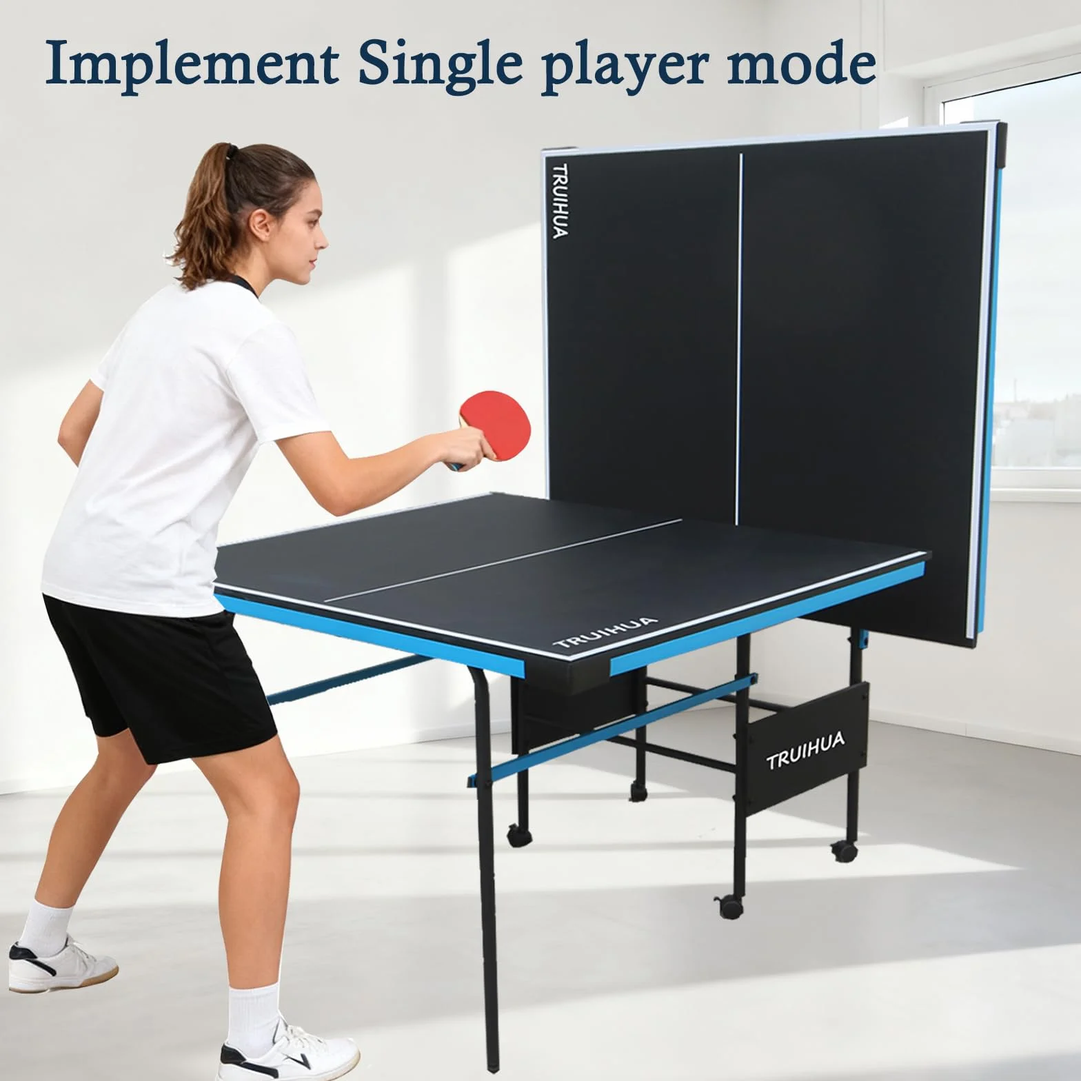 Mesa de Ping Pong Plegable con Palas y Red, 210 x 117 x 76 cm