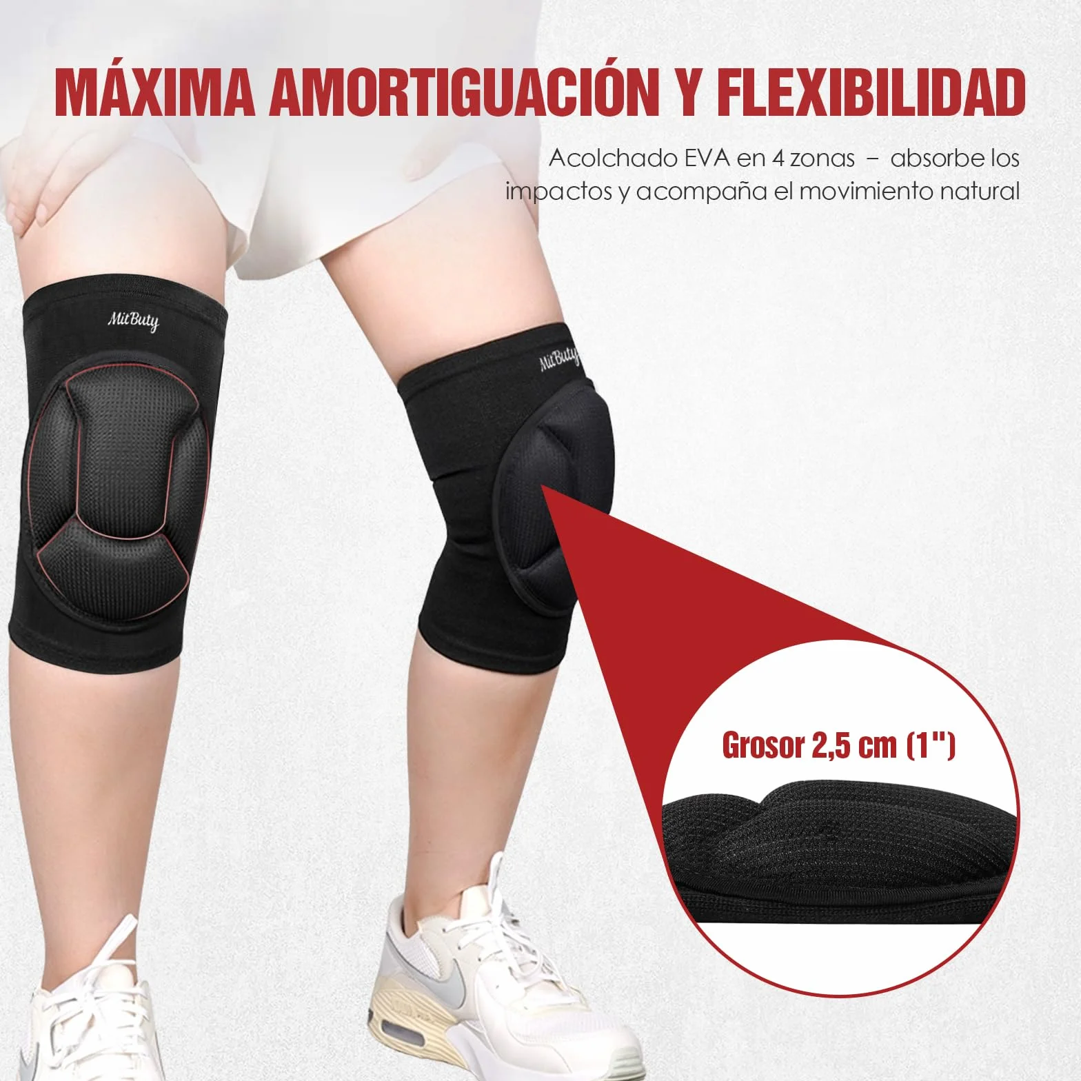 Rodilleras Protectoras de Trabajo y Deporte – 1 Par Almohadillas de Espuma Gruesa para Voleibol, Danza, Gym