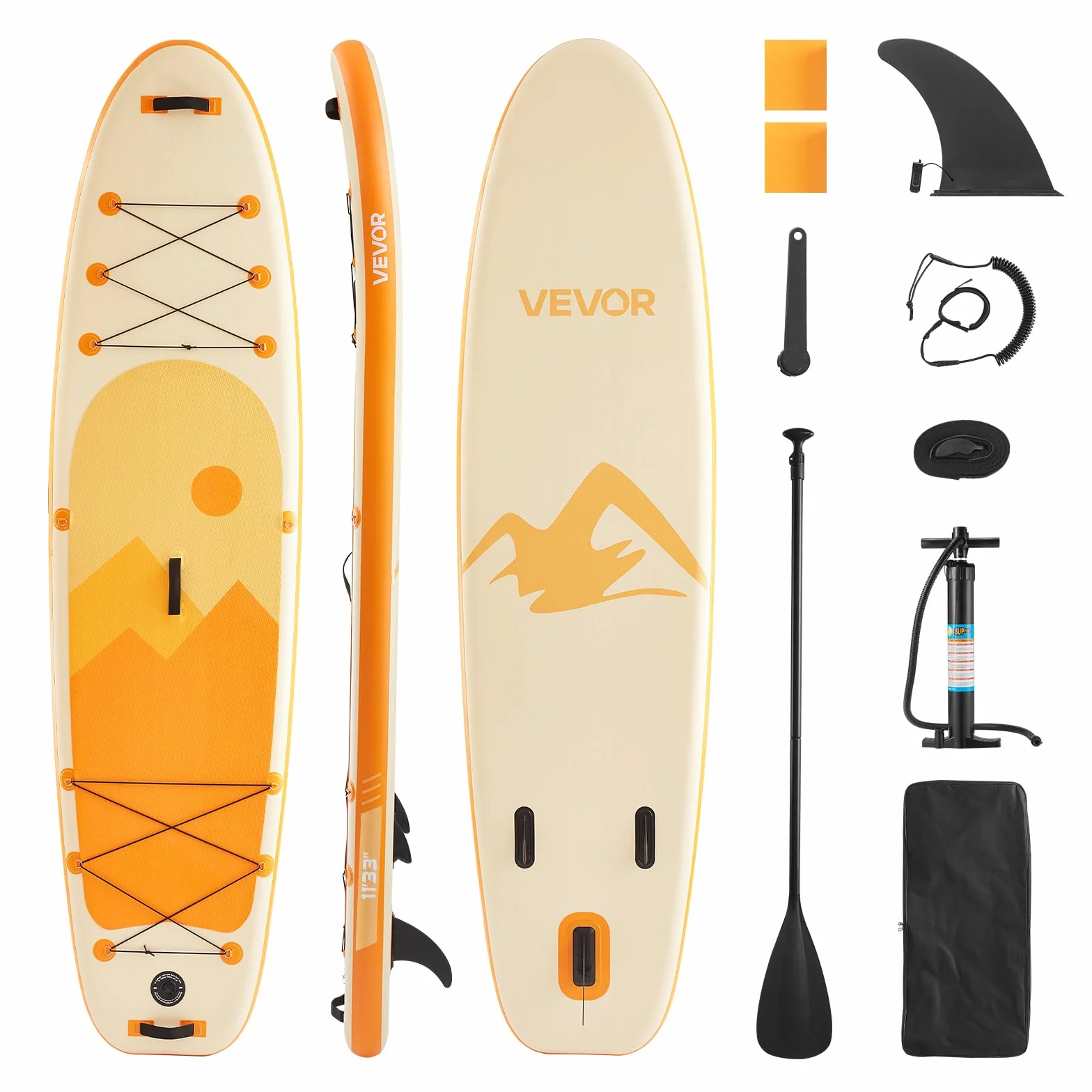 VEVOR Tabla de Surf Inflable Ultraligera con Bomba, Remo, Aleta, Mochila, Correa de Tobillo, Carga 150 kg