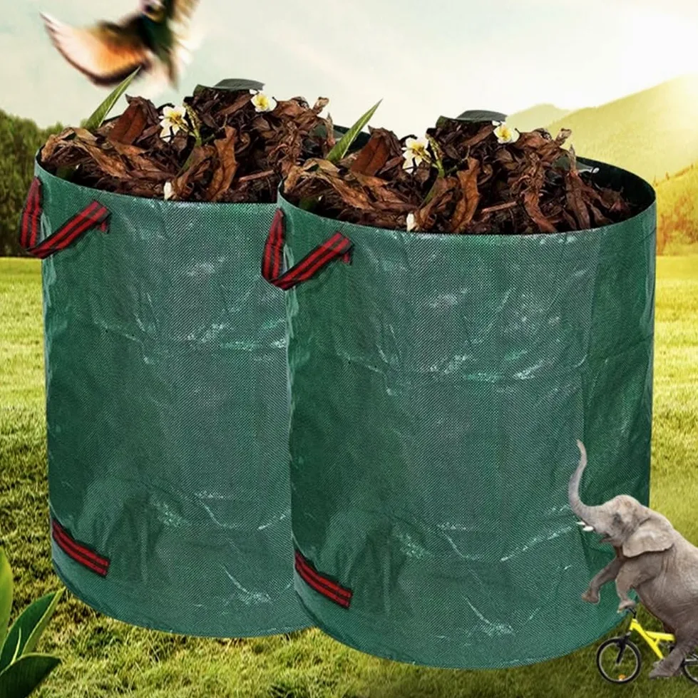 Bolsa de residuos jardín reutilizable, saco hojas impermeable, almacenamiento basura Bolsa para hojas