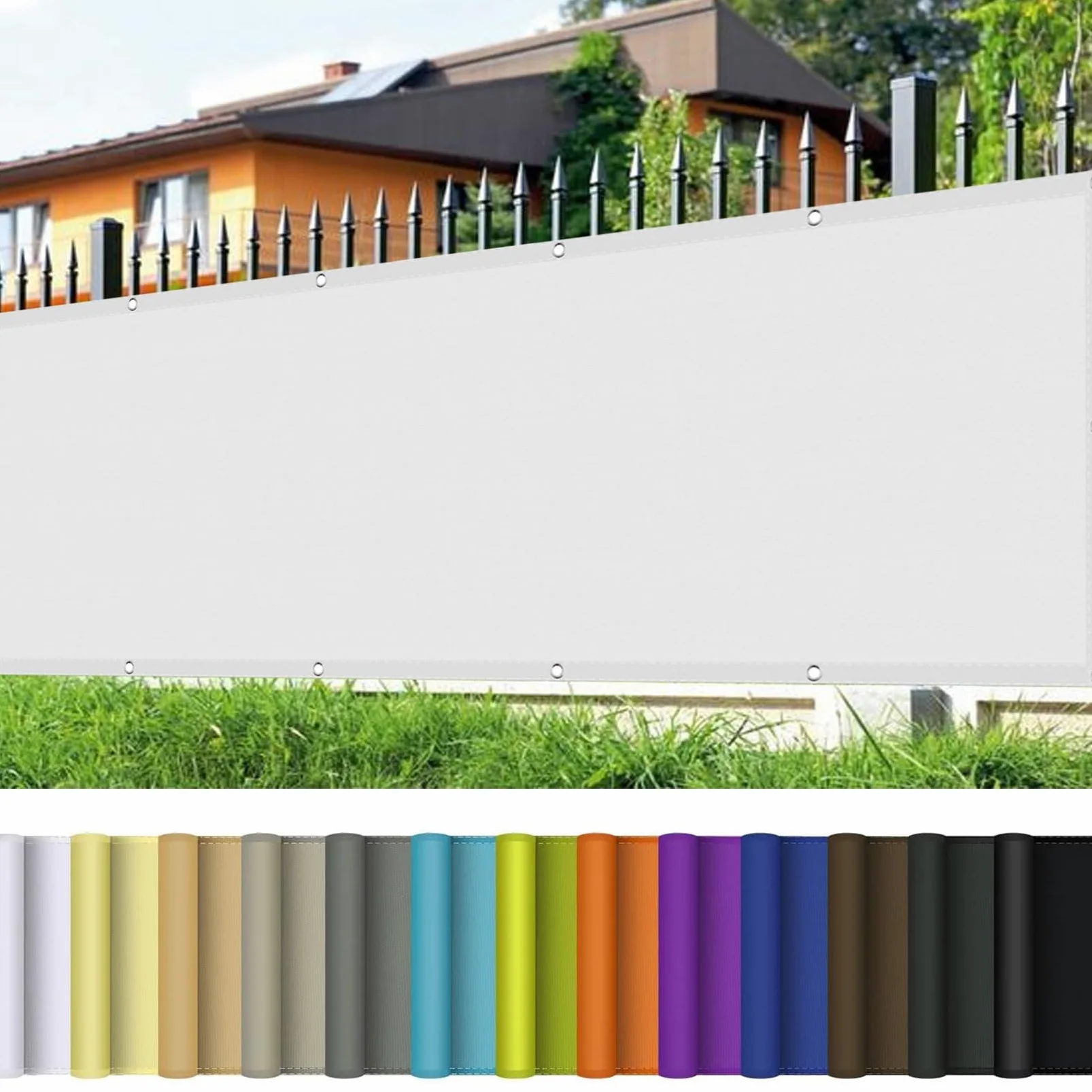 Toldo Vela de Sombra 90 x 950 cm Rectangular Malla Sombreadora Jardin con Ojales Poliéster con Cuerdas de Fijación para Exteriores, Pergola, Jardín,Terrazas, Blanco