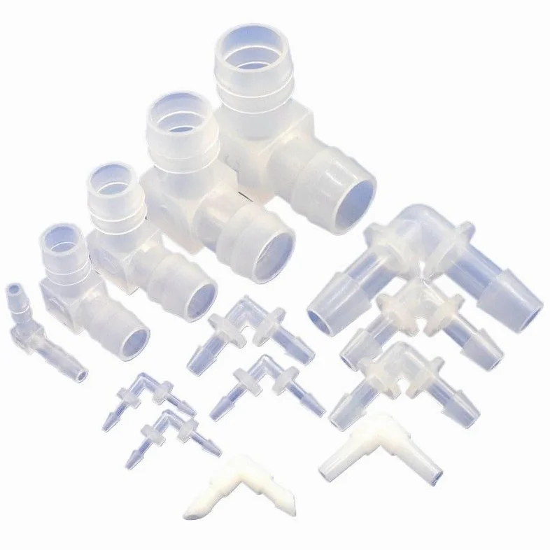 5 ~ 200 piezas de 4 ~ 20 mm de grado alimenticio PP codo pecera tubo junta jardín agua bomba aire manguera (20-20 codos, 200 piezas)