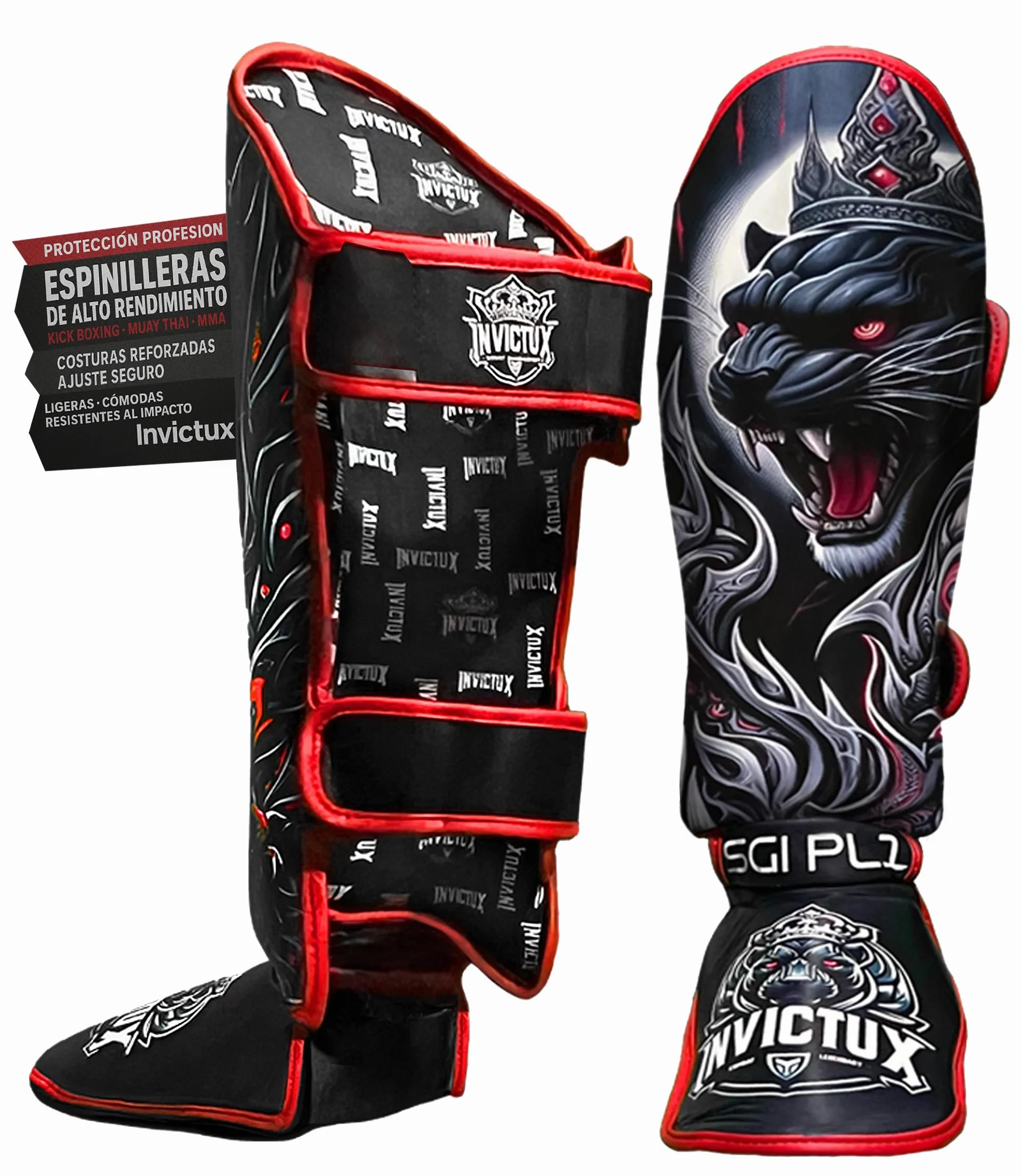 Espinilleras Kick Boxing MMA Muay Thai Tibiales Protección Espinillas Empeine Velcro Adulto Unisex