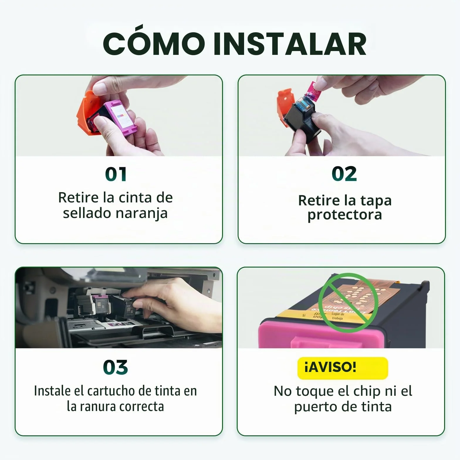 Cartuchos Compatibles HP 302XL para HP DeskJet 3639 3630 OfficeJet 3831 3830 5230 Envy 4525 4500 4520 (1 Negro 1 Color)