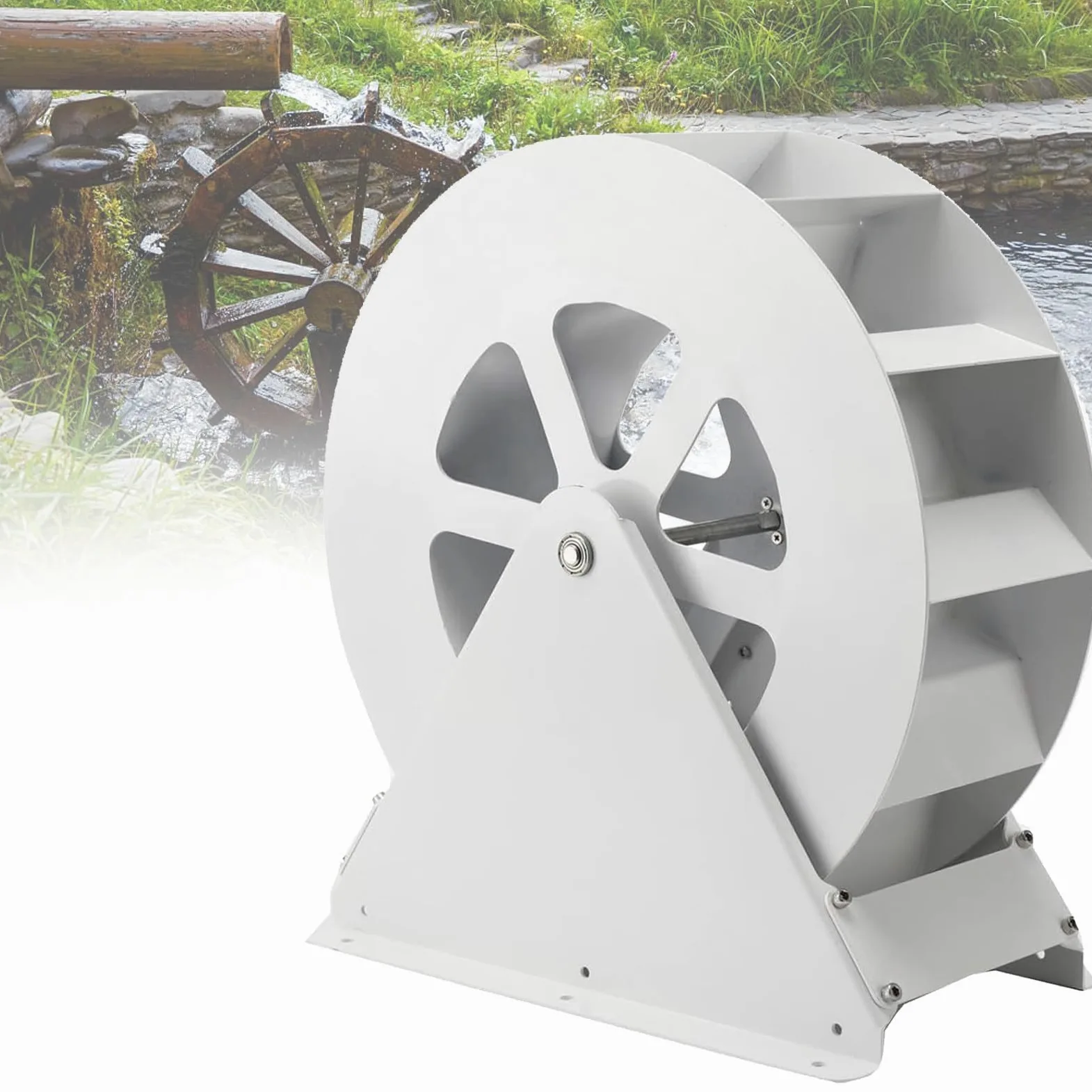 Microgenerador HidroeléCtrico De 50 W/100 W, PequeñO Equipo HidroeléCtrico PortáTil, Generador De Rueda HidráUlica De Turbina De Agua De Acero,50W