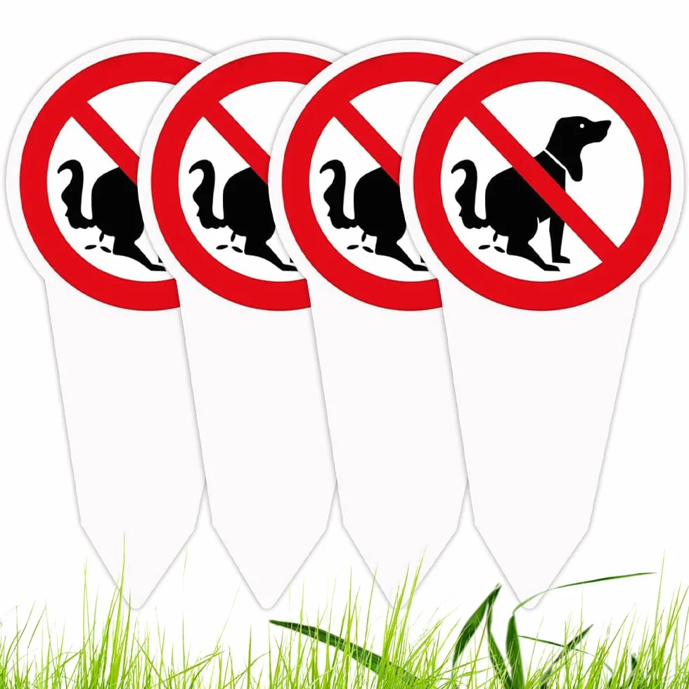 4 Piezas Cartel Prohibido Caca Perros, 30 x 15 cm Prohibido Caca Perro, Prohibido Cagadas de Perro Señal para Jardín Parque, Protección UV Resistente a La Intemperie, PVC