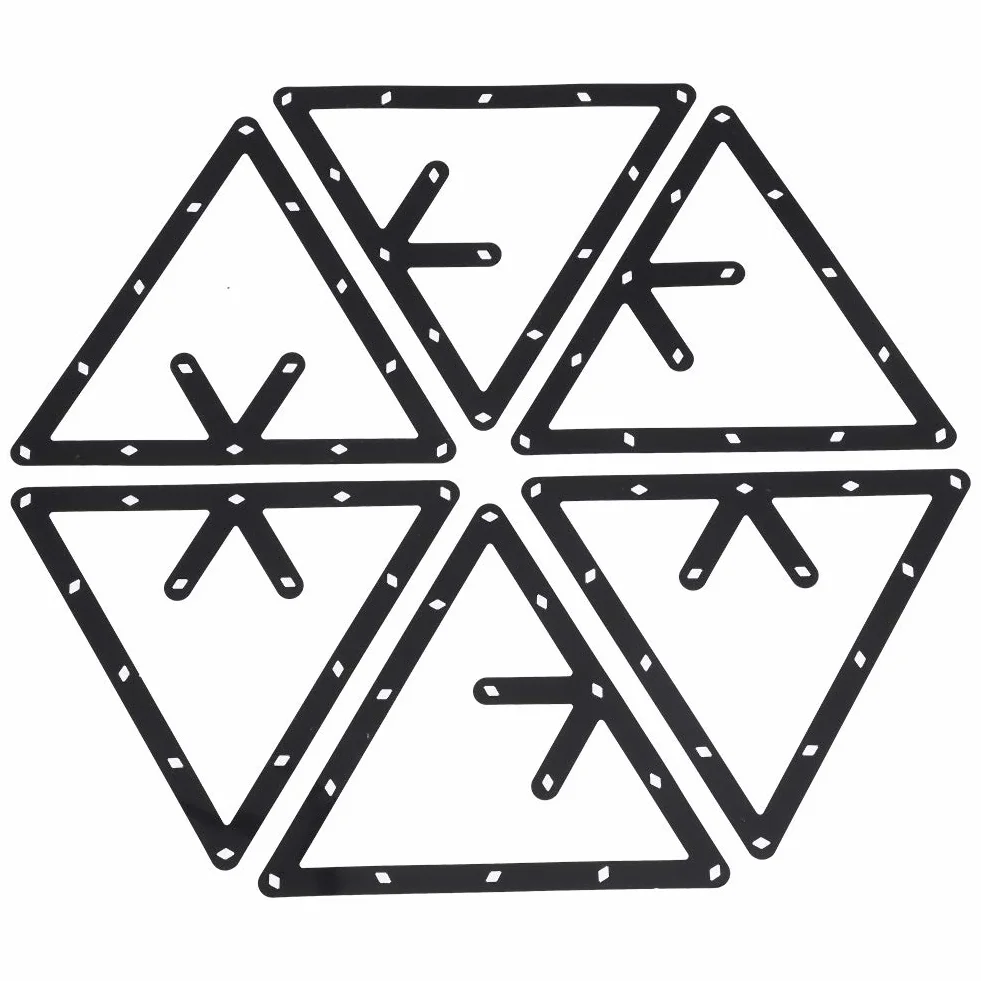 Akozon Triángulo de Billar Americano Soporte de Bola Posicionamiento Mesa de Billar Accesorio Juego 6 Piezas Estante Negro