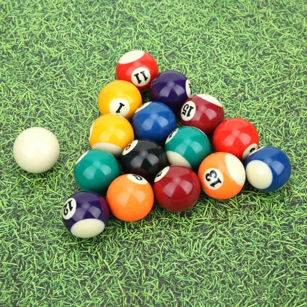 Mini Bolas de Billar de Resina 16PCS 38MM Accesorio de Mesa de Billar para Sala de Juegos