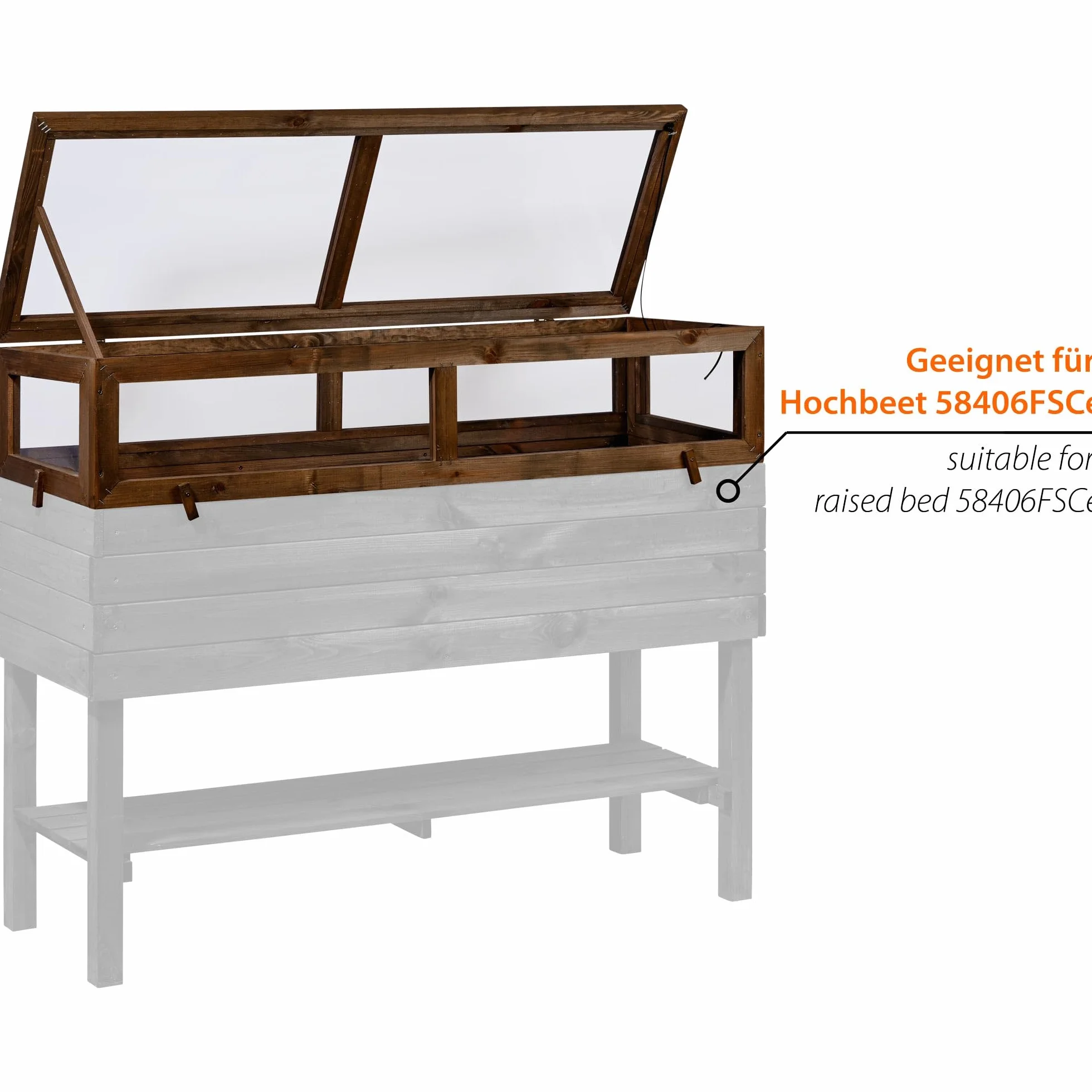 dobar® Accesorio de semillero para bancal Elevado, Color marrón Oscuro, 117 x 40 x 24,5 cm, Pino