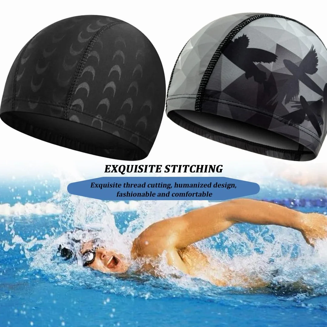 Gorro de Natación, Paquete de 2 Gorros Elásticos Unisex
