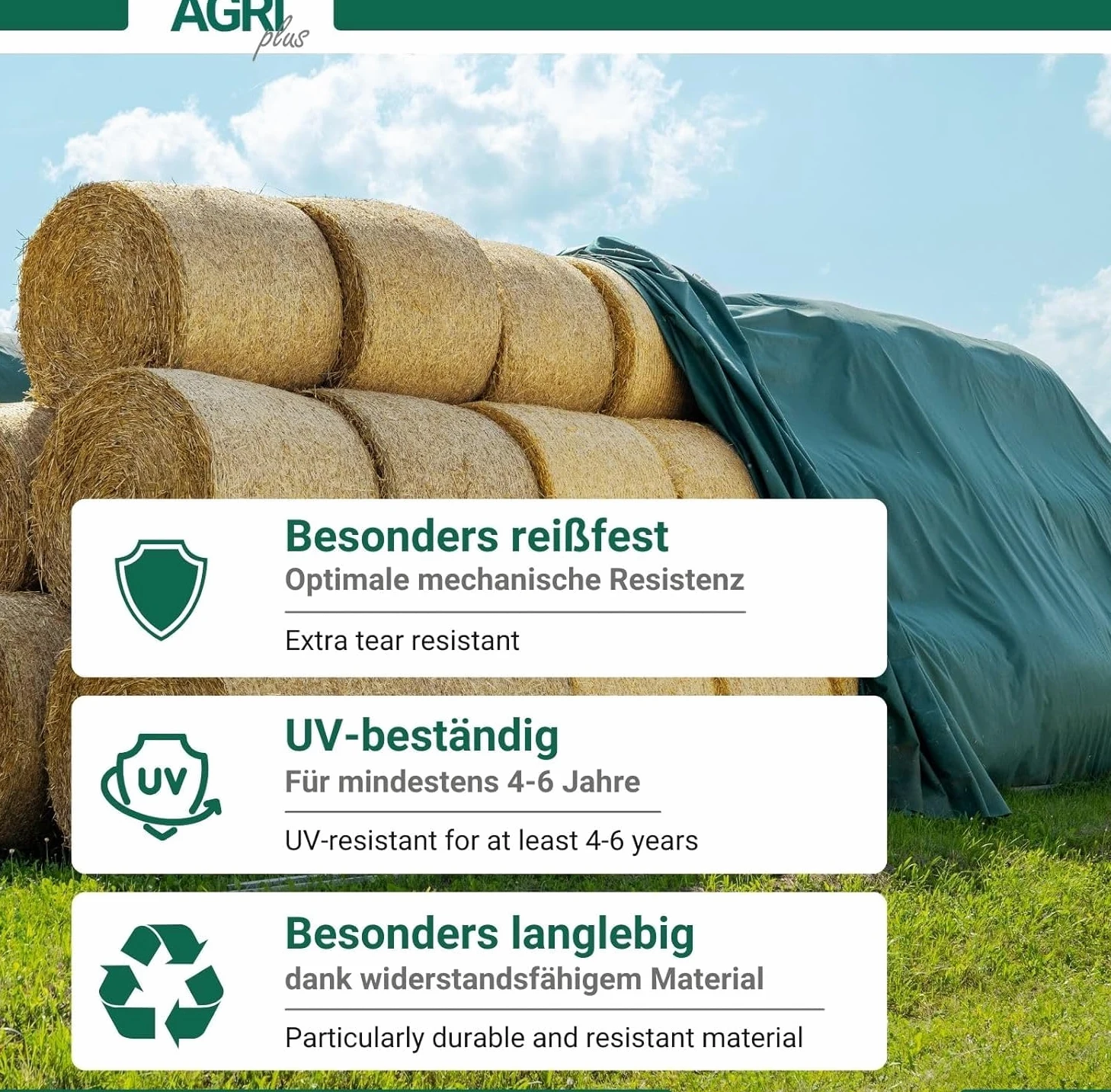 AGRI plus Juego de fieltro de paja de 9,80 x 12,50 m + 12 clavos de metal para fijación de heno