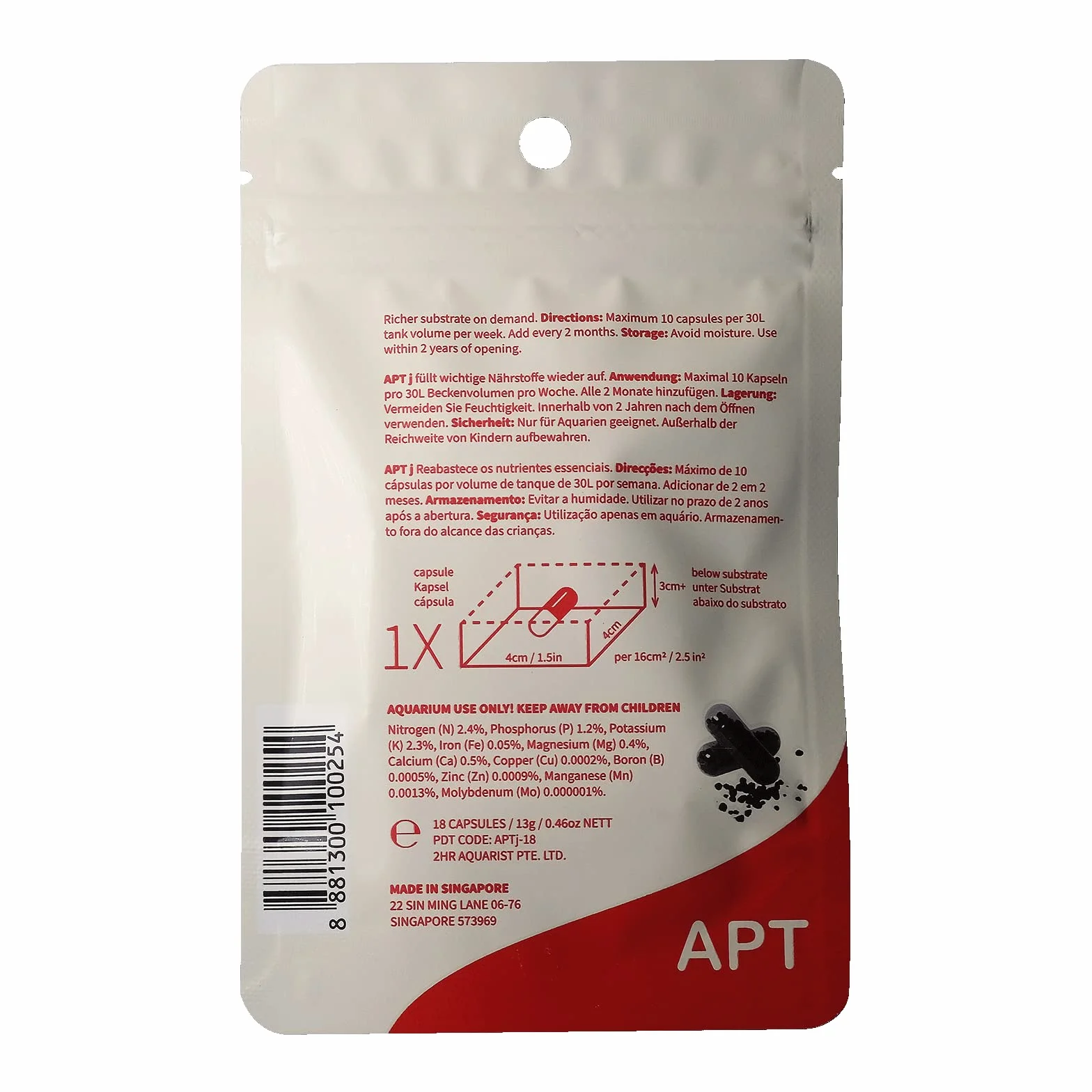 THE 2HR AQUARIST Abono Plantas Acuario APT J/Jazz Tabs (18 Tabs)
