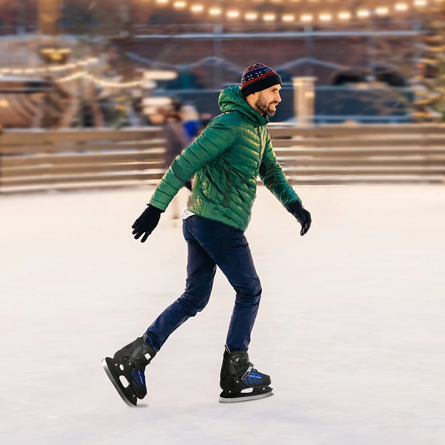 Nattork Patines de Hielo Ajustables para niños, Soporte Reforzado Tobillo Hockey