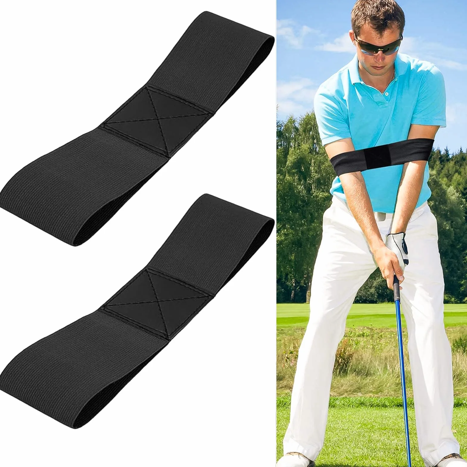Bandas Brazo Entrenamiento Swing Golf, Corrector Postura, Bandas Elásticas para Swing de Golf, Adecuado Principiantes, Mejorar Postura Swing