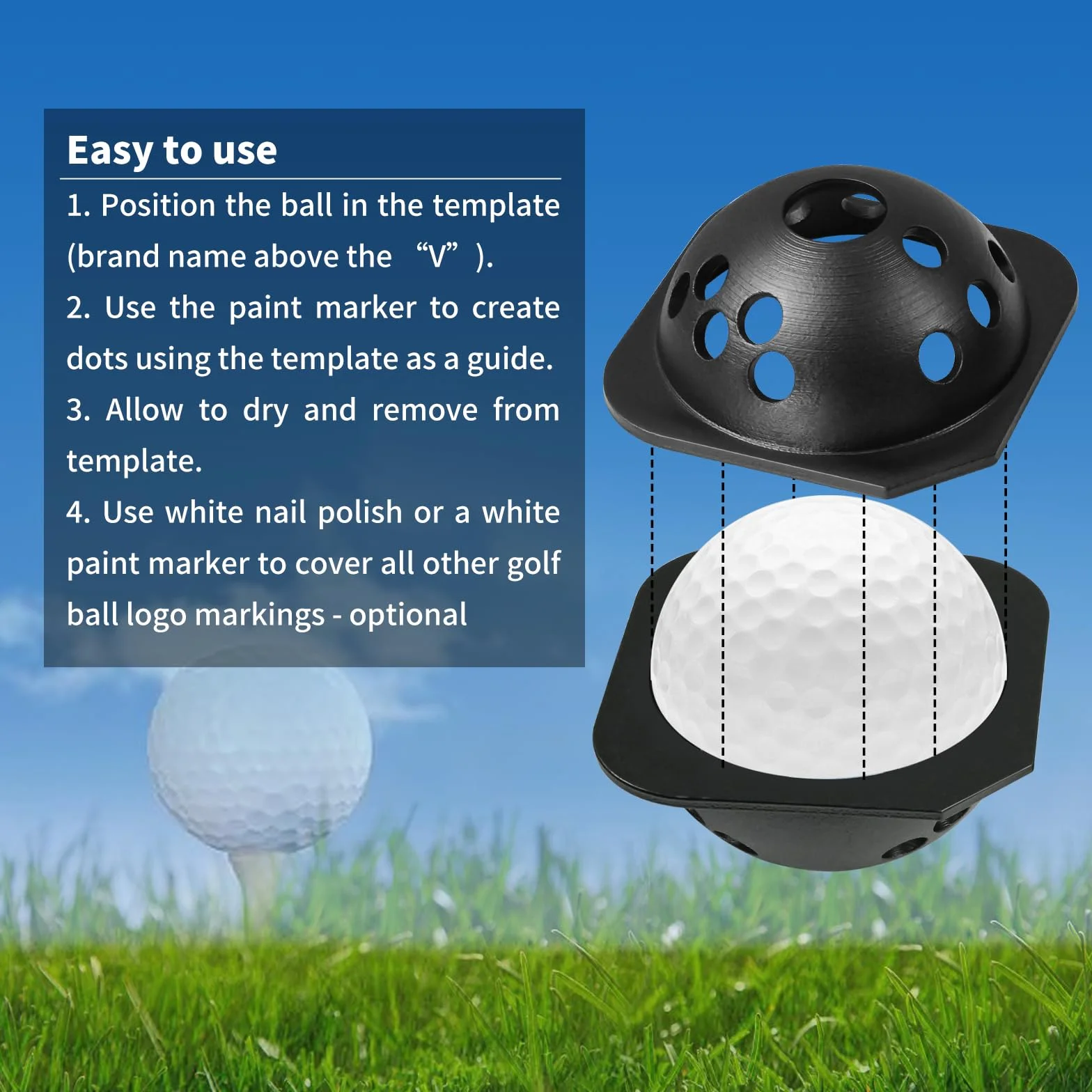 Plantilla de marcado de pelotas de golf para Rapsodo RPT MLM2PRO Launch Monitor Negro