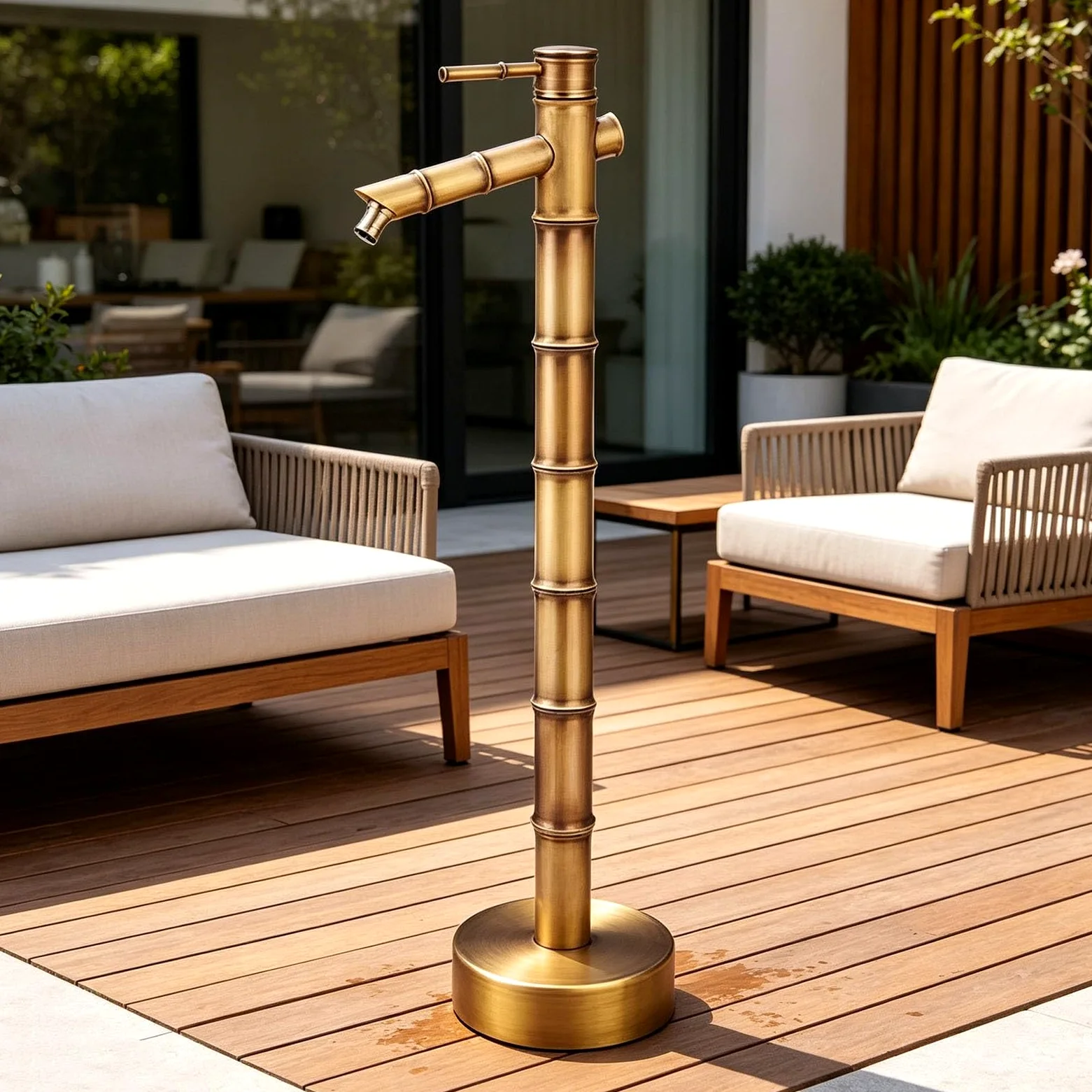 Columna de fuente de agua para jardín, grifo de cobre, estación de tuberías, hidrante de agua vertical para exteriores, grifo de jardín independiente, fuente decorativa de agua(87.5cm,Side inlet)