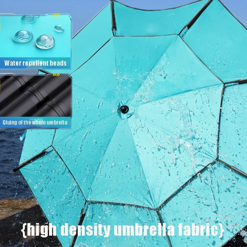 200cm 260cm Paraguas De Pesca Aire Libre, Sombrilla De Playa Antiviento, Paraguas De Patio Protección UV Con Función De Inclinación