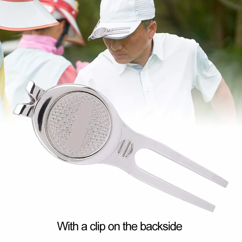 Vbest Life Herramienta Divot de Golf de aleación de Zinc con Marcador de Pelota magnético Accesorio de Golf D102 Silver
