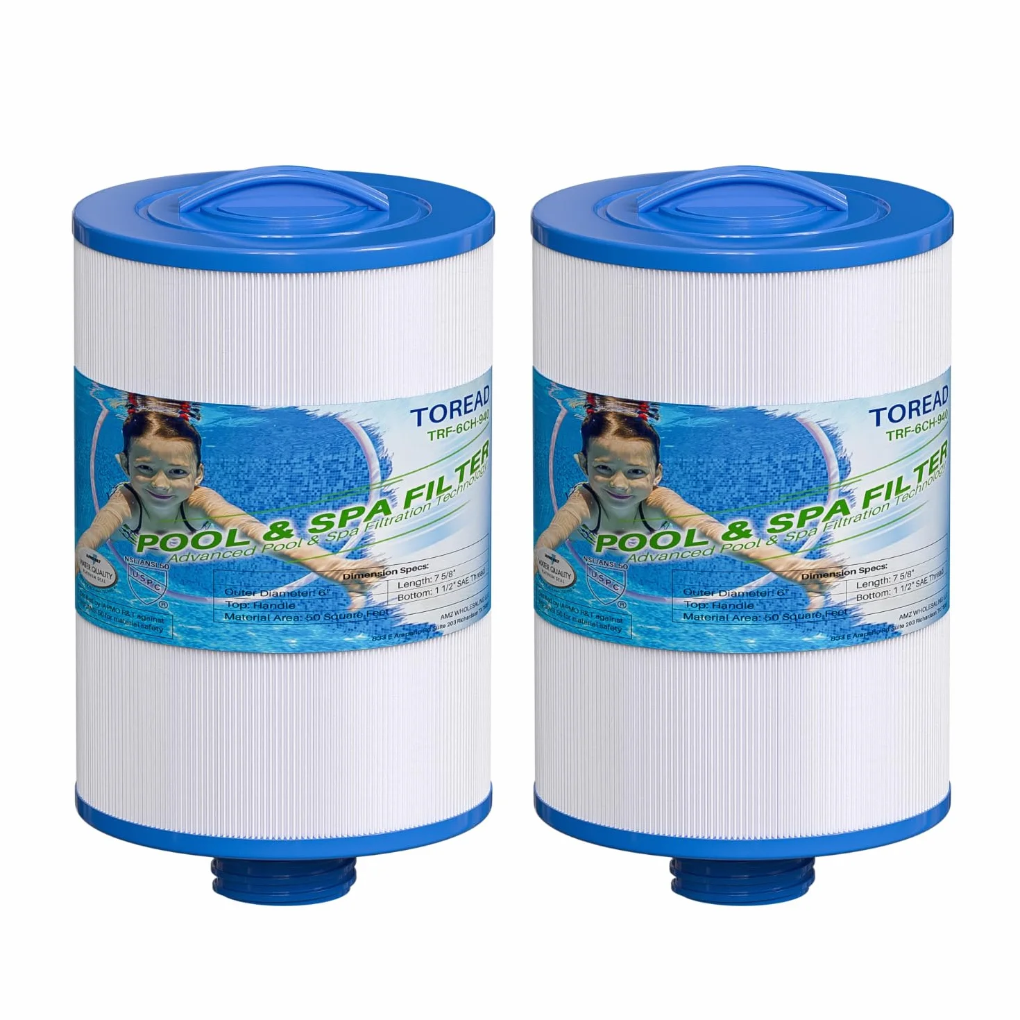 TOREAD Filtro de Repuesto para SPA Unicel 6CH-940, PWW50P3, Filbur FC-0359, 817-0050, 25252, 03FIL1400, Rosca SAE 1 1/2", Paquete de 2