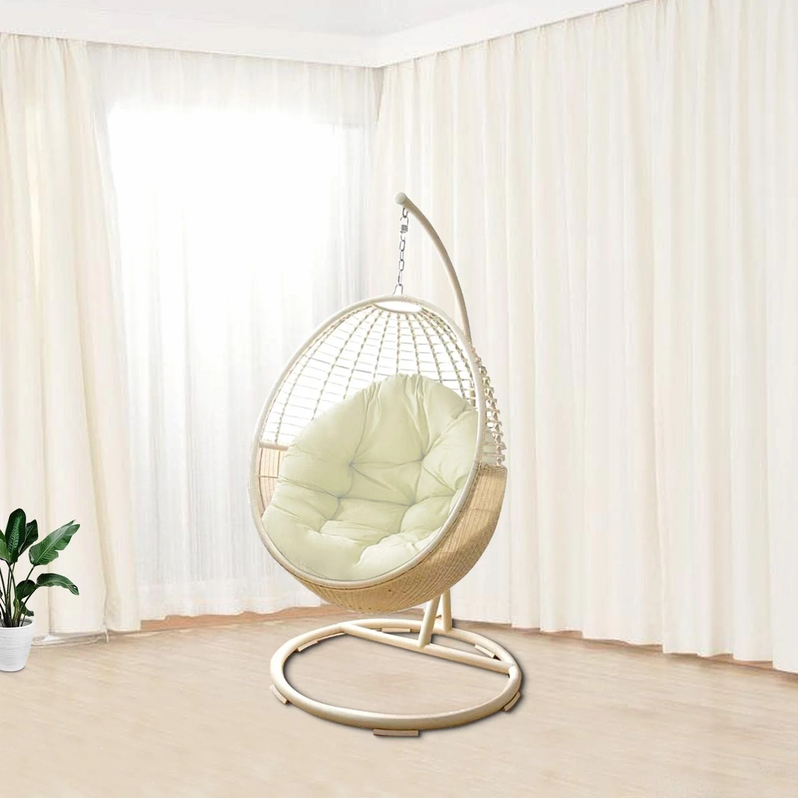 Cojín de Silla de Cesta Colgante Grueso, Lavable, Repuesto de cojín para Silla de Huevo, cojín de Silla de Huevo Colgante, , Grueso, cómodo cojín para Asiento para Interior y Exterior,
