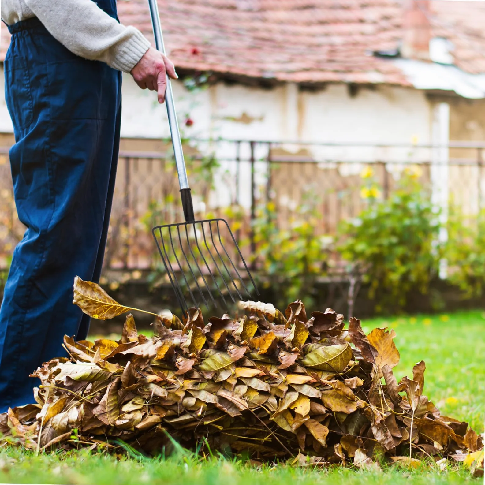 BESPORTBLE Cabezal de Horquilla de Acero 10 Dientes para Jardinería, Herramienta Manual para Aflojar Suelo y Desherbar en Jardín y Huerto, Resistente, Ligera y Fácil de Limpiar, Uso Agrícola