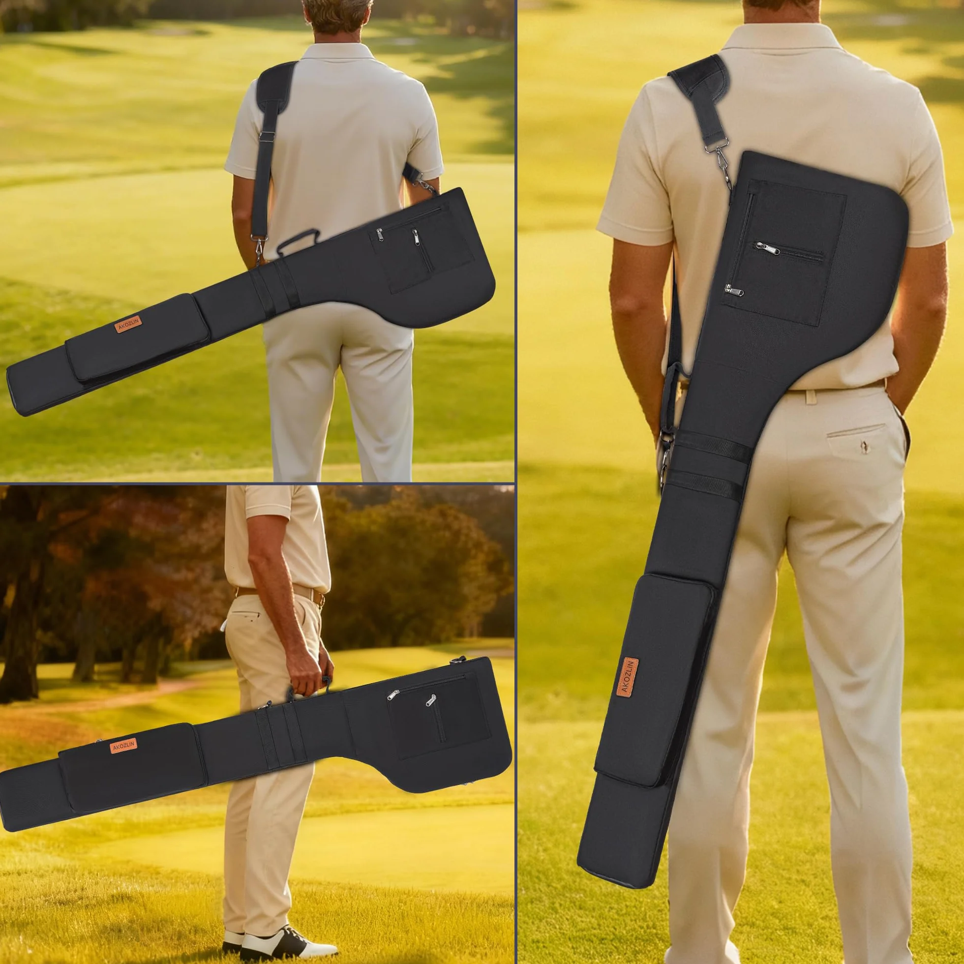 AKOZLIN Bolsa de Transporte de Golf, Paquete de 8 a 10 Bolsas de Viaje, Suave, Plegable, Bolsa de Domingo, Bolsa portátil con Cremallera