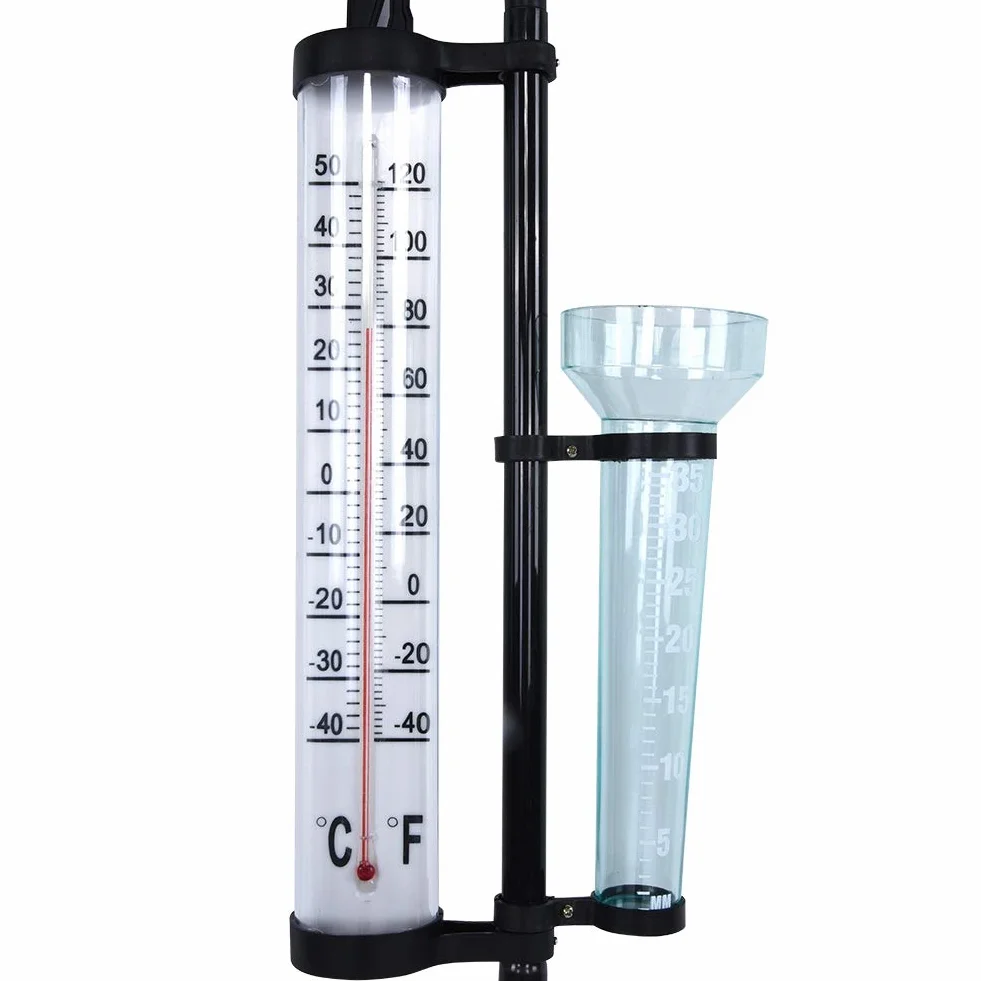 Yosoo Health Gear Medidor de Lluvia, Estación Meteorológica 3 en 1, Medidor de Lluvia, Termómetro para Jardín Al Aire Libre, Indicador de Viento, Medidor de Agua de Lluvia, Medidor de Medición
