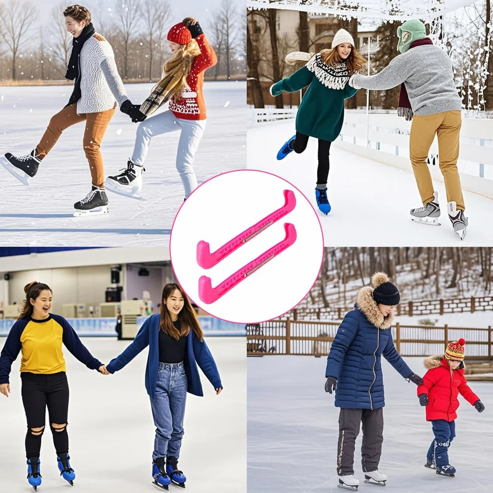 LightBeacon 1 Par de Protectores de Patines de Hielo Ajustables, Protecciones de Hoja para Patinaje Artístico, Rosa