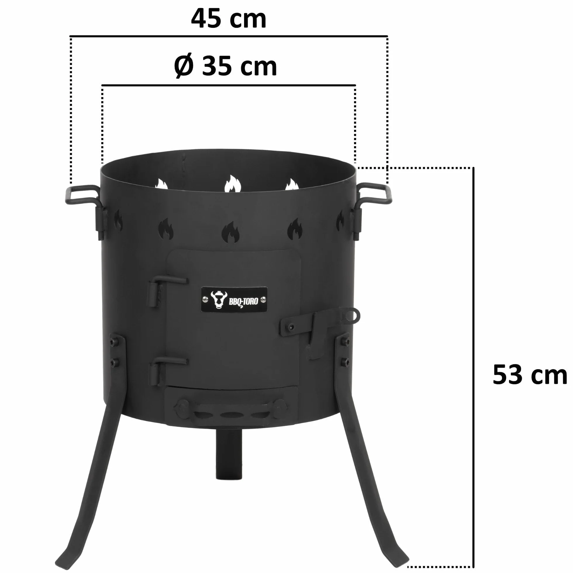 BBQ-Toro Kazan de 12,1 L con Tapa + Kazan Estufa Ø 35 cm | Olla de Hierro Fundido para Estofados | Estufa de Camping Utschag | Cocina Exterior, Horno de Gulash | Horno de Fuego, Caldera, Chimenea