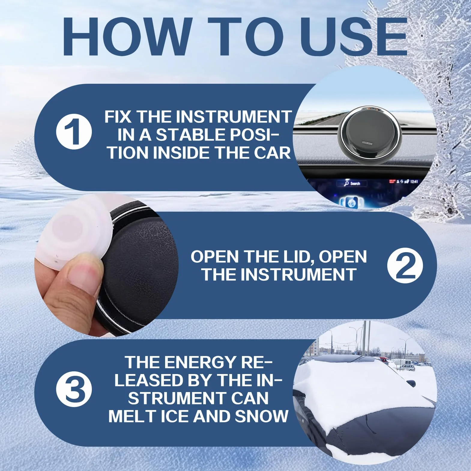3 piezas Descongelador electromagnético para derretir hielo, quitanieves electromagnético para coche, desempañador electromagnético para coche, desempañador electromagnético para quitar nieve