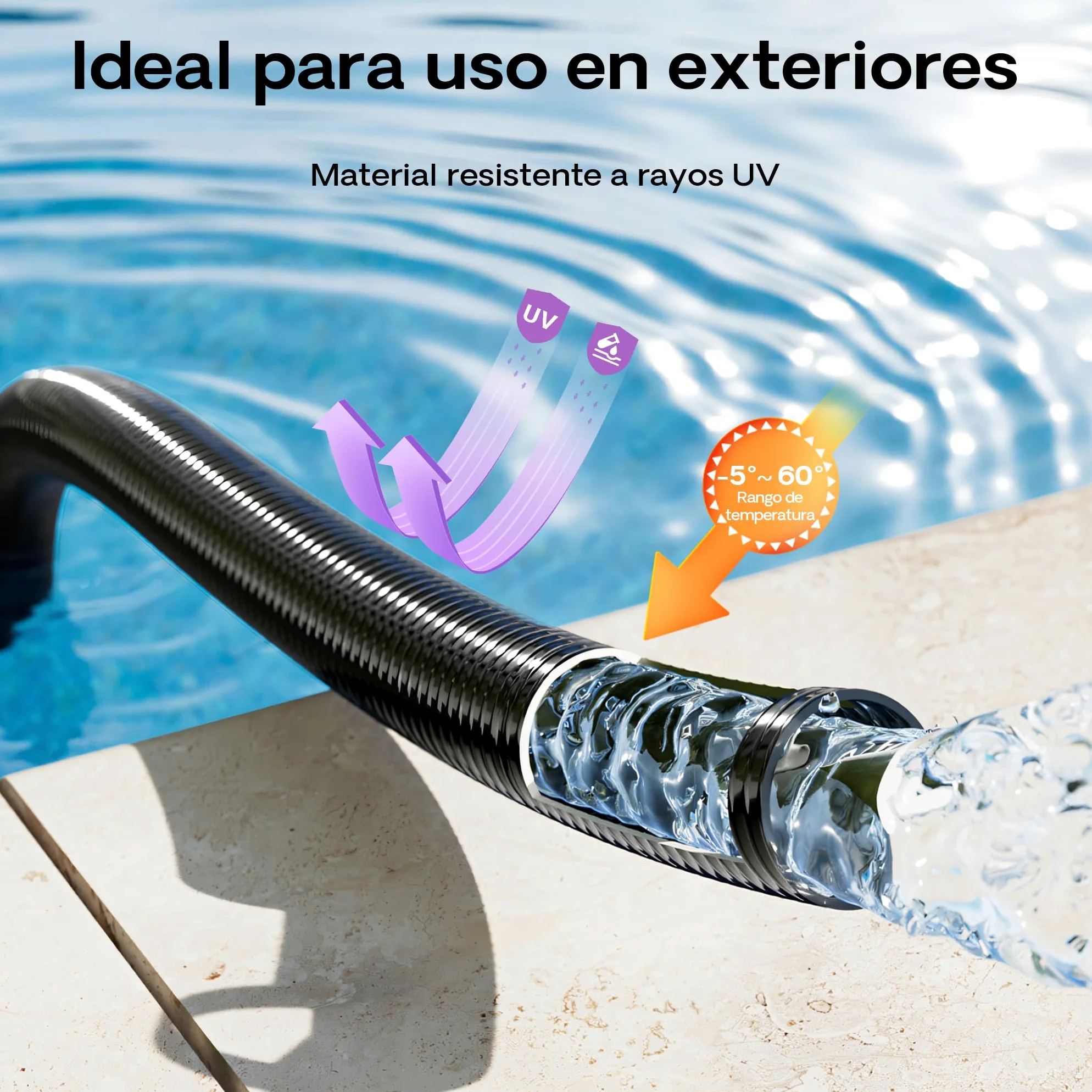 5m Manguera presión PVC D38mm 420g/m Bomba estanque