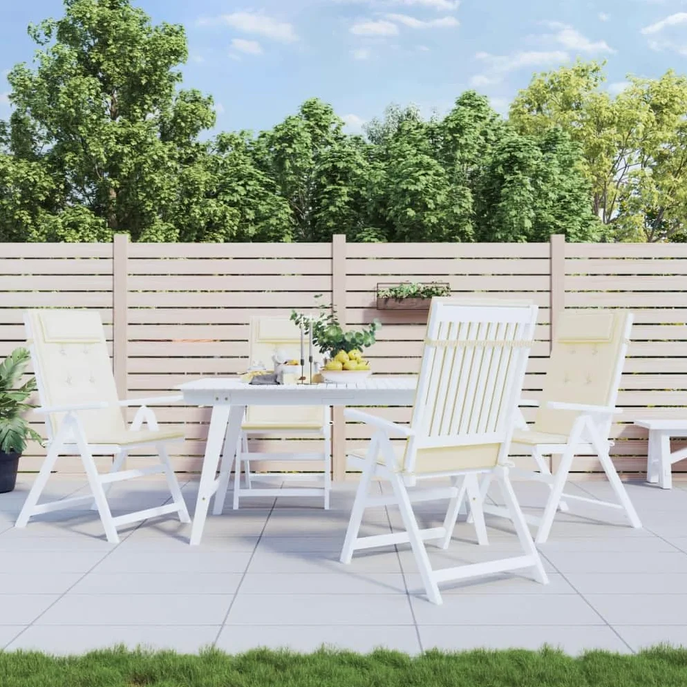 ZEYUAN Cojines de Silla Respaldo Alto 4 uds Tela Oxford Color Crema, Cojines para Butacas De Jardin, Cojines Sillas Cocina, Cojines para Sillas De Terraza, Cojin Silla Exterior