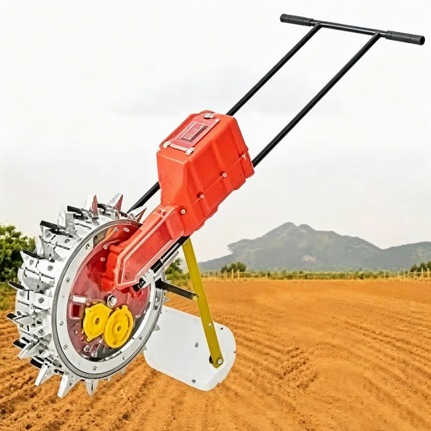 Sembradora Manual de precisión, tolva de Semillas de Gran Capacidad (4-5 kg), Profundidad y espaciamiento de siembra Ajustables, para maíz, Soja, algodón y Girasol