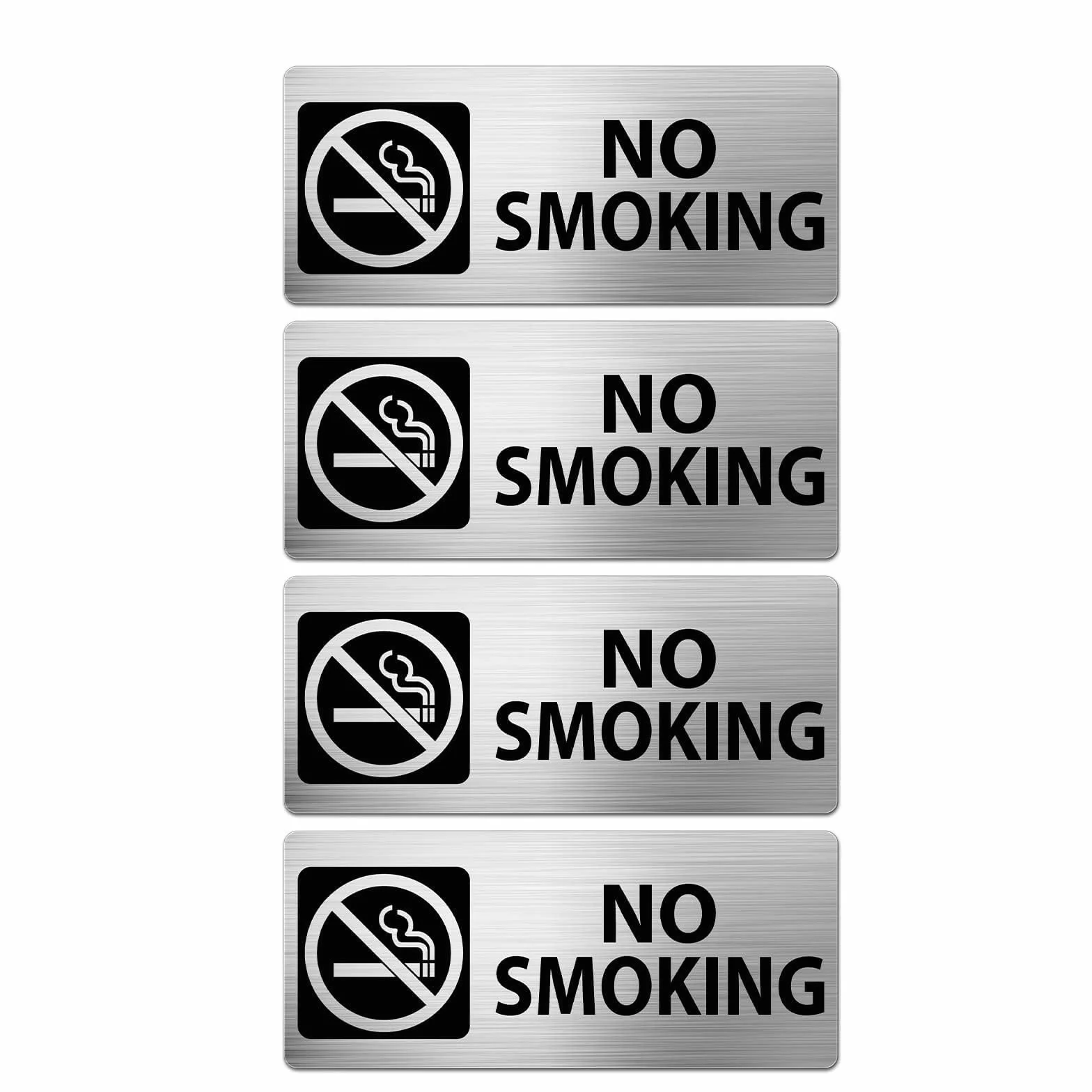 No Smoking Sign Señal de no fumar Aluminio 17,8 x 7,6 cm Señal de advertencia de no fumar Señales de seguridad metálicas reflectantes Impermeables para exterior e interior 4 piezas